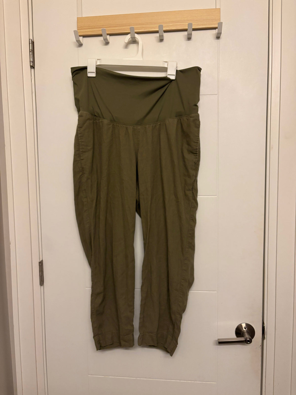 Seller #50 Olive Green Linen Maternity Pants, Old Navy Large