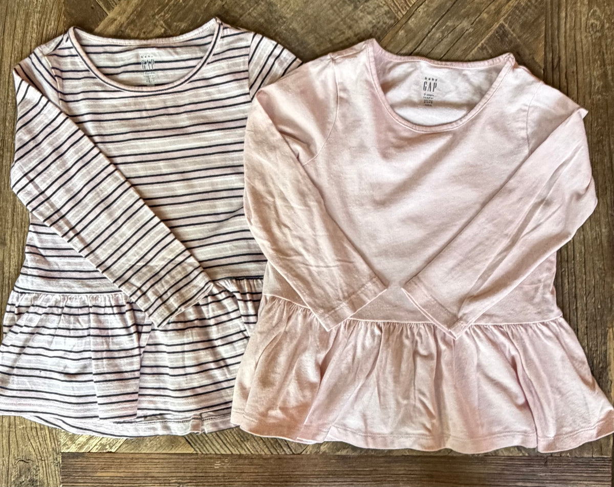 #75 Baby Gap Girls Pink Long Sleeve Shirts, set of 2, size 3T