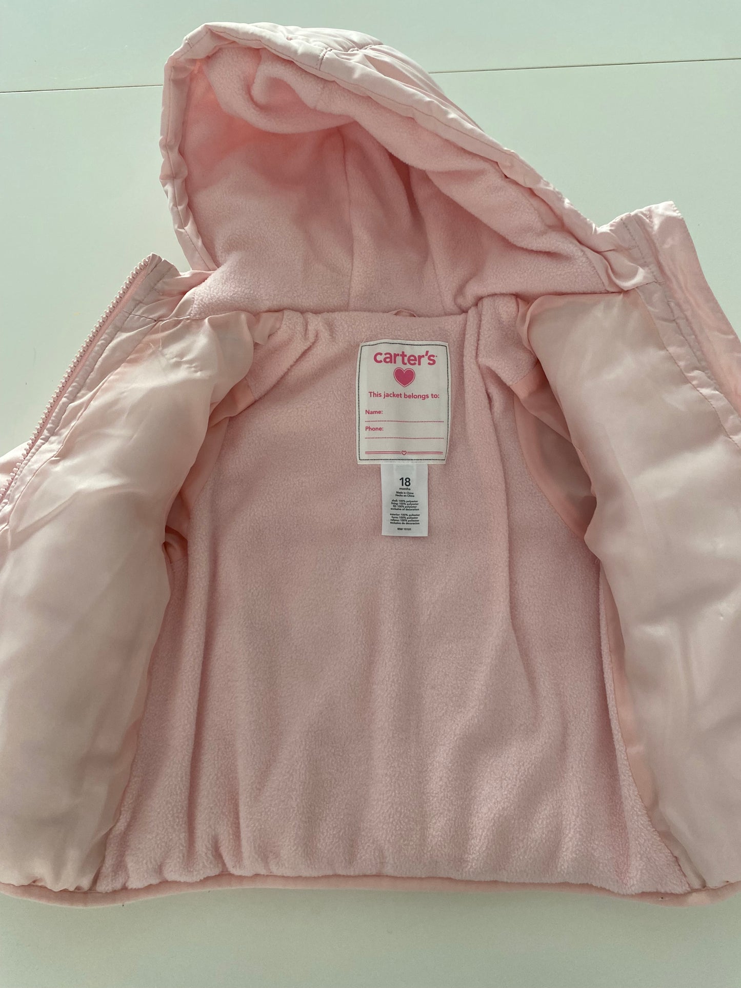 #117-Girls 18M, Carter’s Pink Unicorn Coat, VGUC