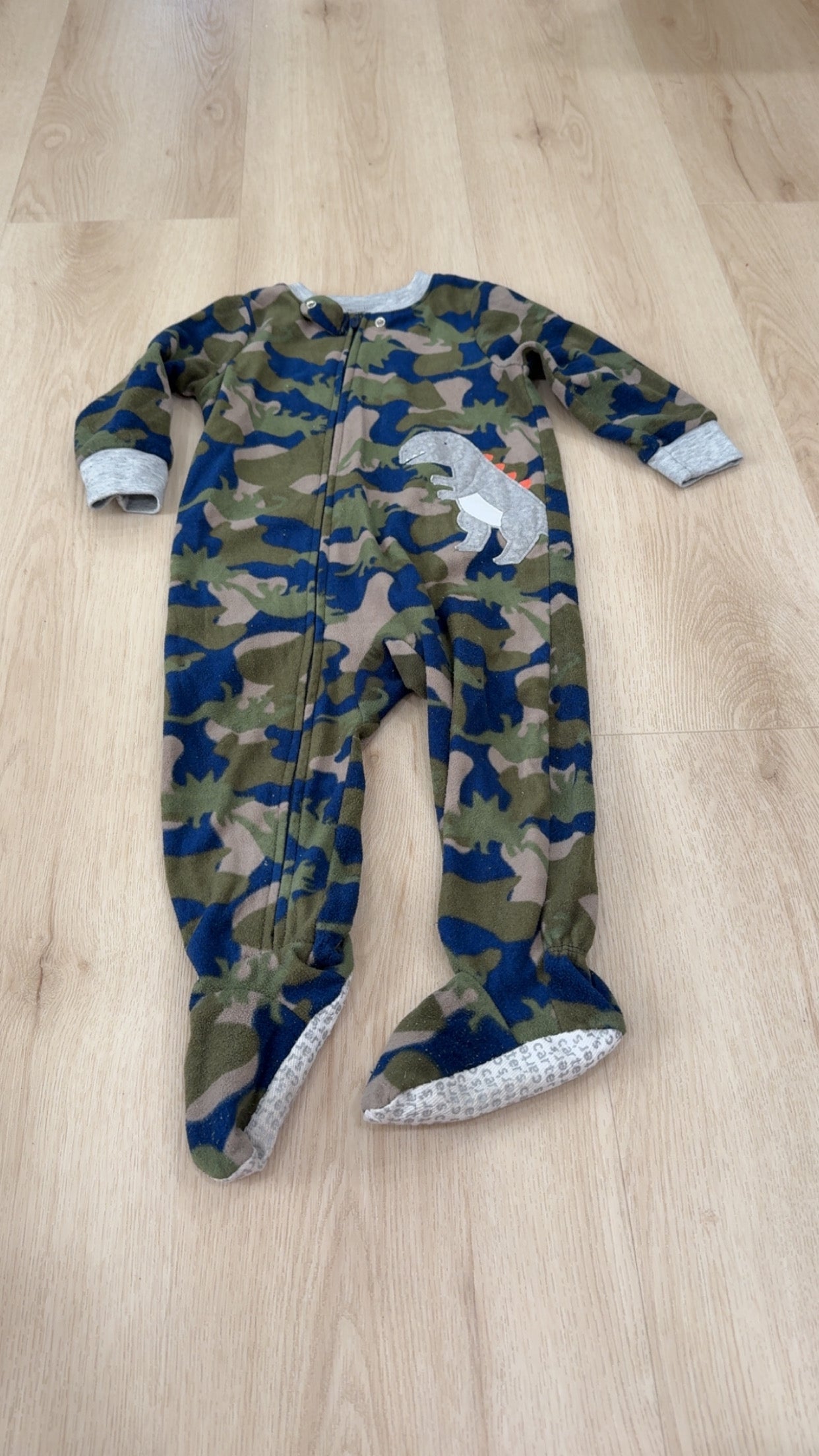 REDUCED! #49 boys Carters blue dino onesie pjs 18 months GUC