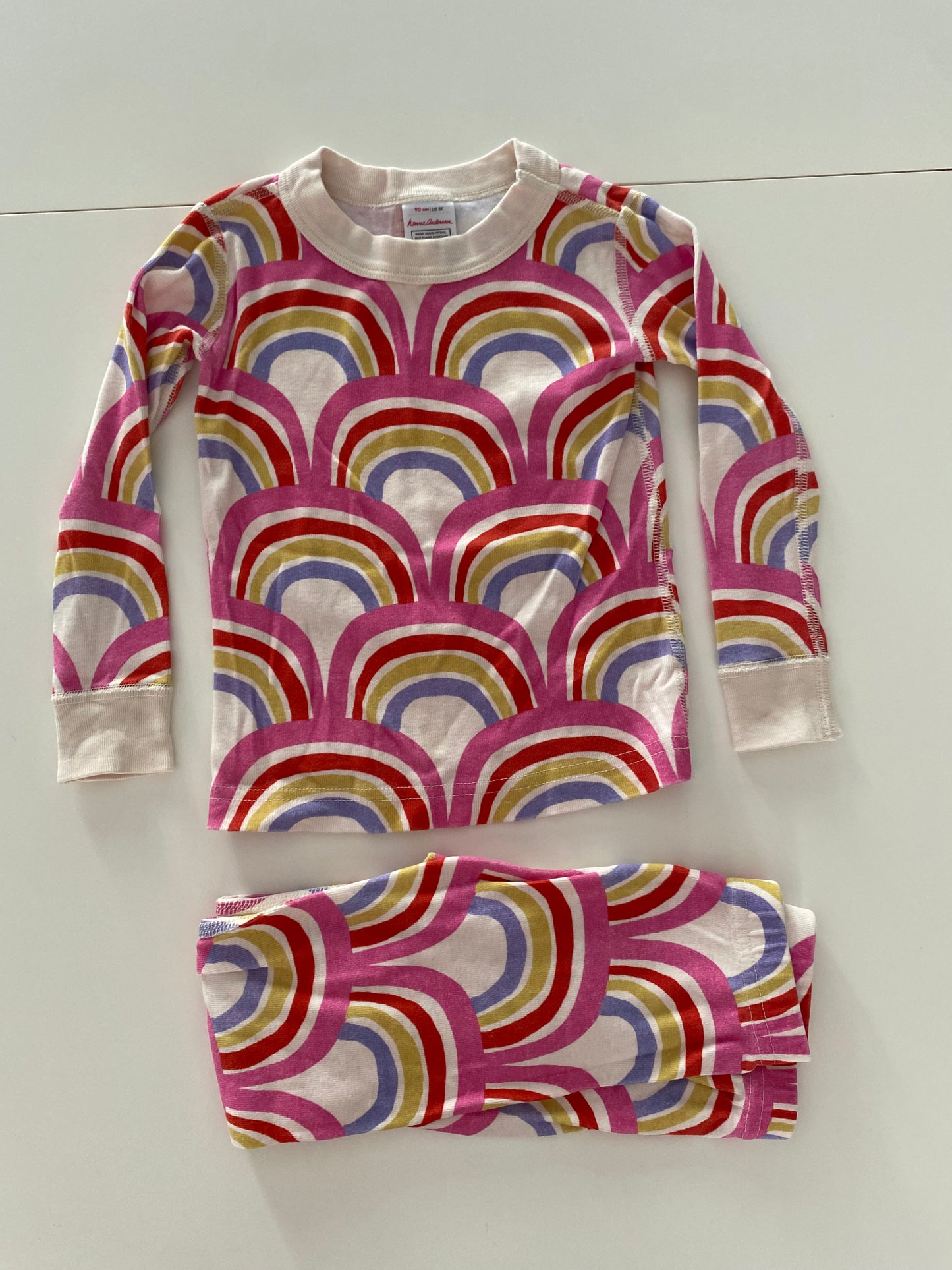 #117- Girls 3T, Hanna Andersson Rainbow Print Pajamas, Organic Cotton,VGUC
