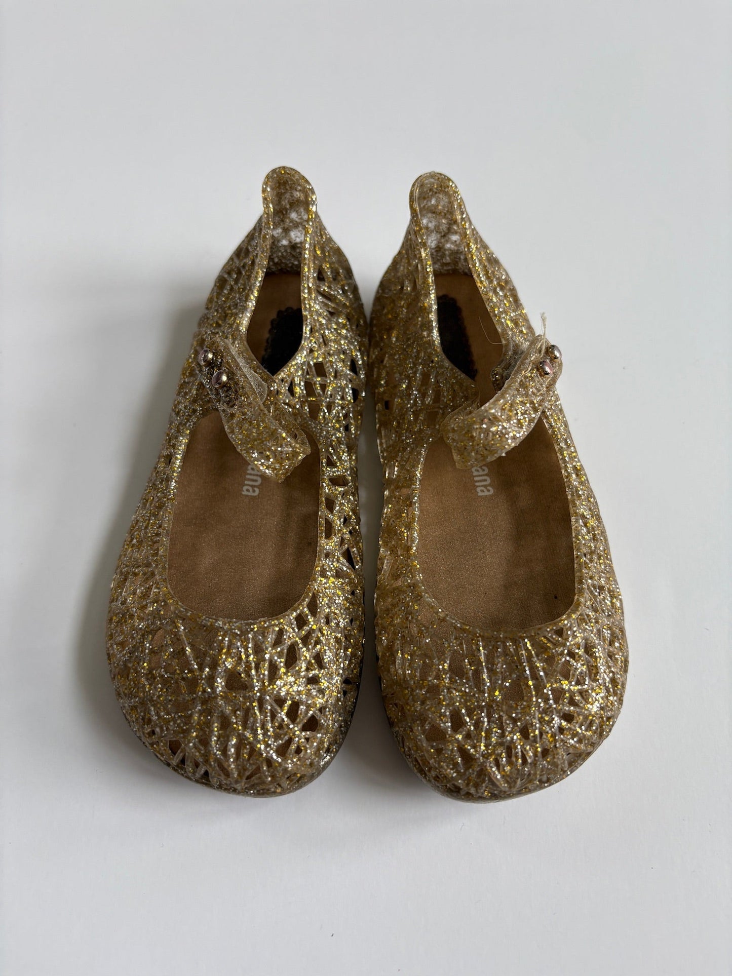 Seller #105 - Size 8c Girls Mini Melissa Campana Gold Shoes GUC - RUN SMALL