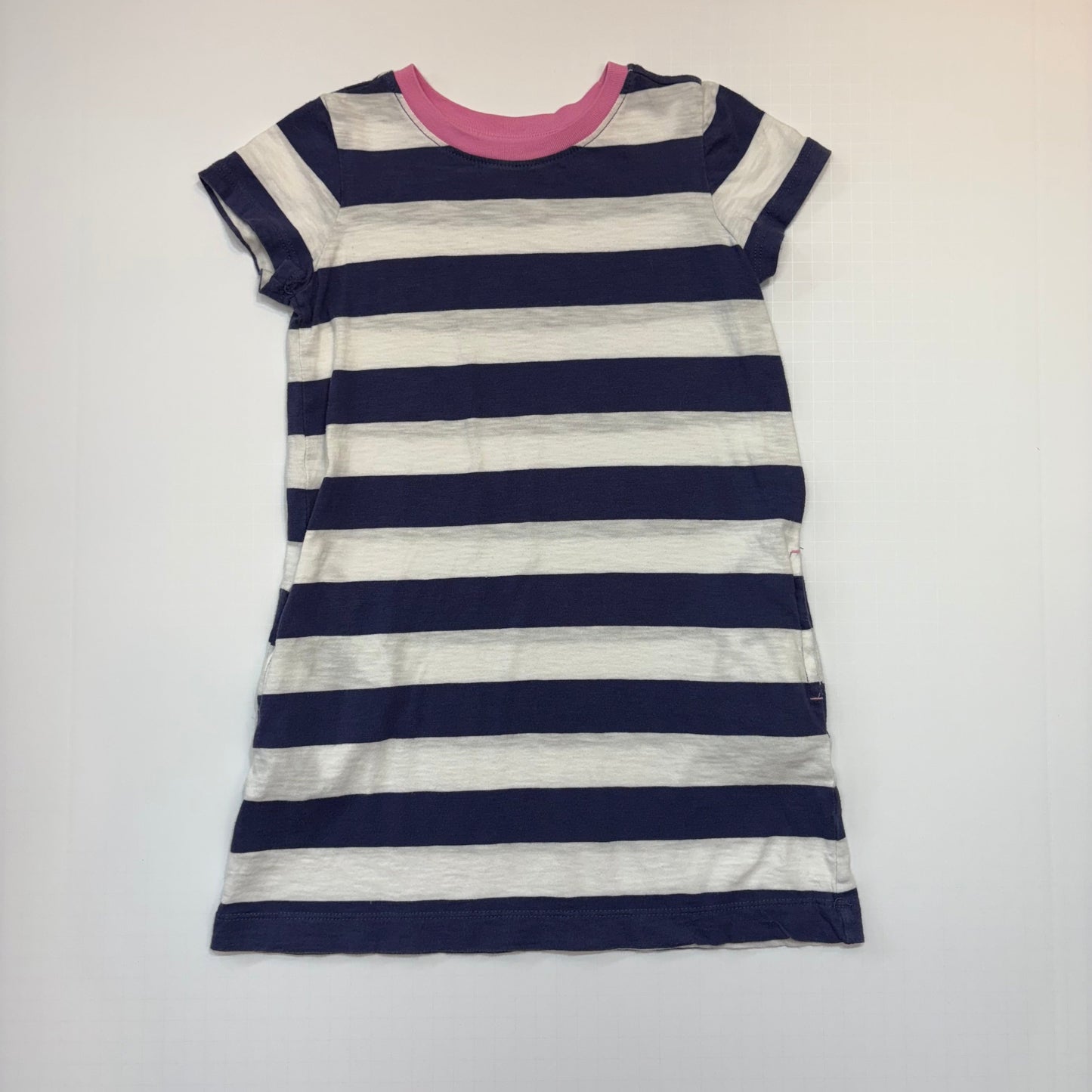 Seller 189 Girls 4T Primary Navy/White/Pink Striped Pocket Dress EUC