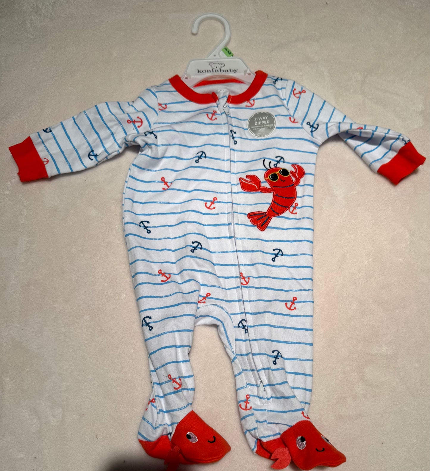 NWT 0/3 double zipper outfit with shrimp