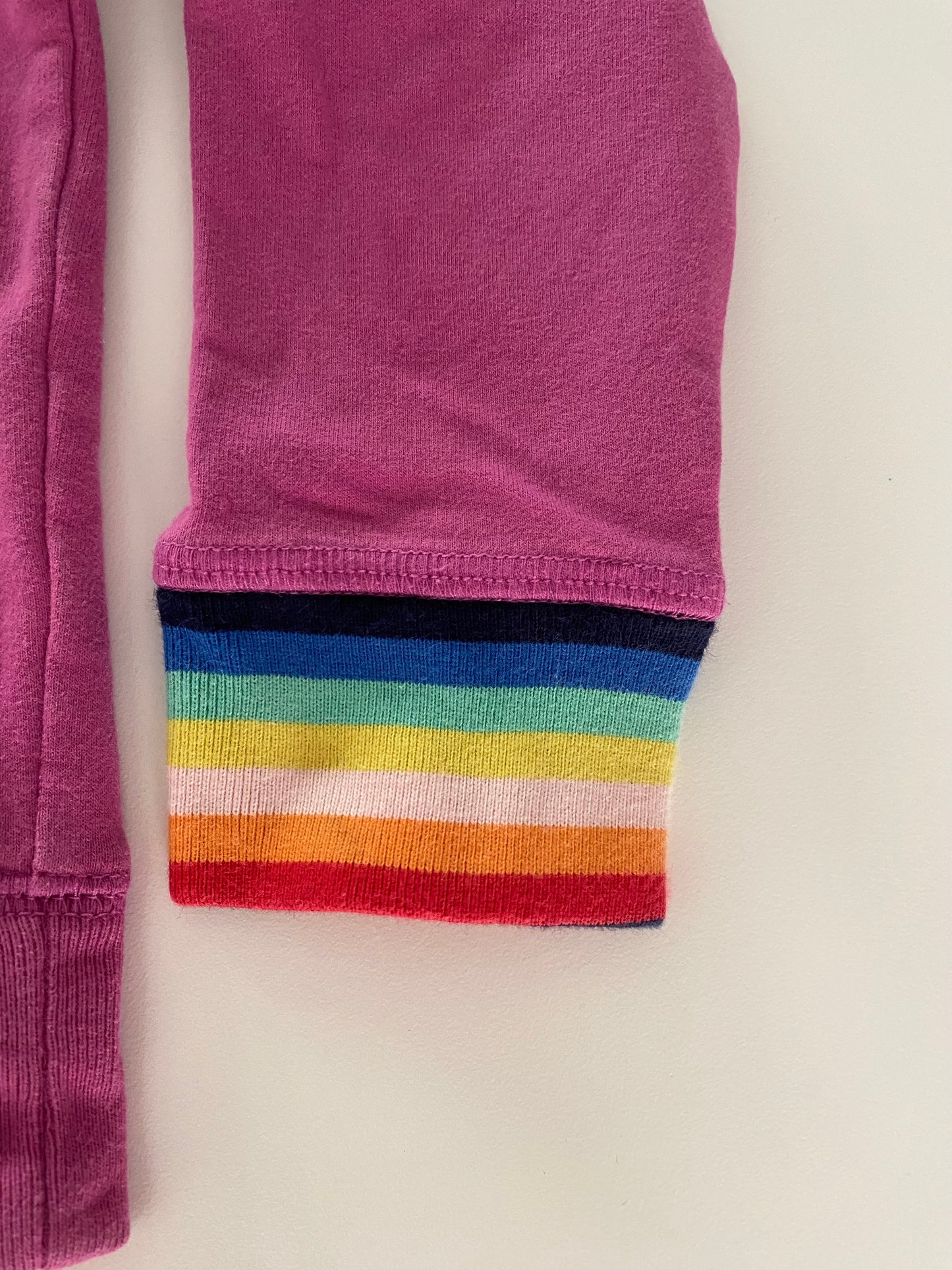 #117-Girls 3T, Primary Pink Full Zip Sweatshirt, Rainbow cuffs, VGUC,*reduced*