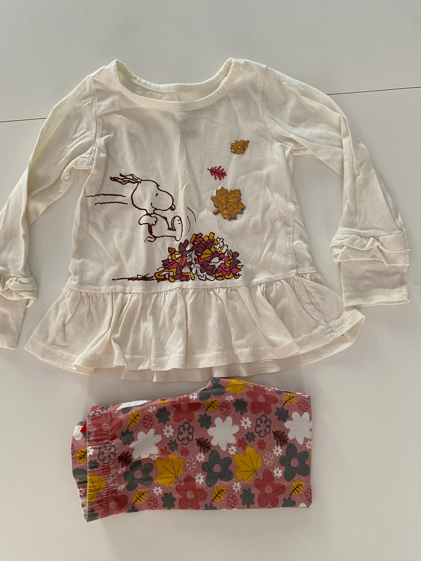 #117-Girls 3T, Peanuts Fall tunic set, GUC