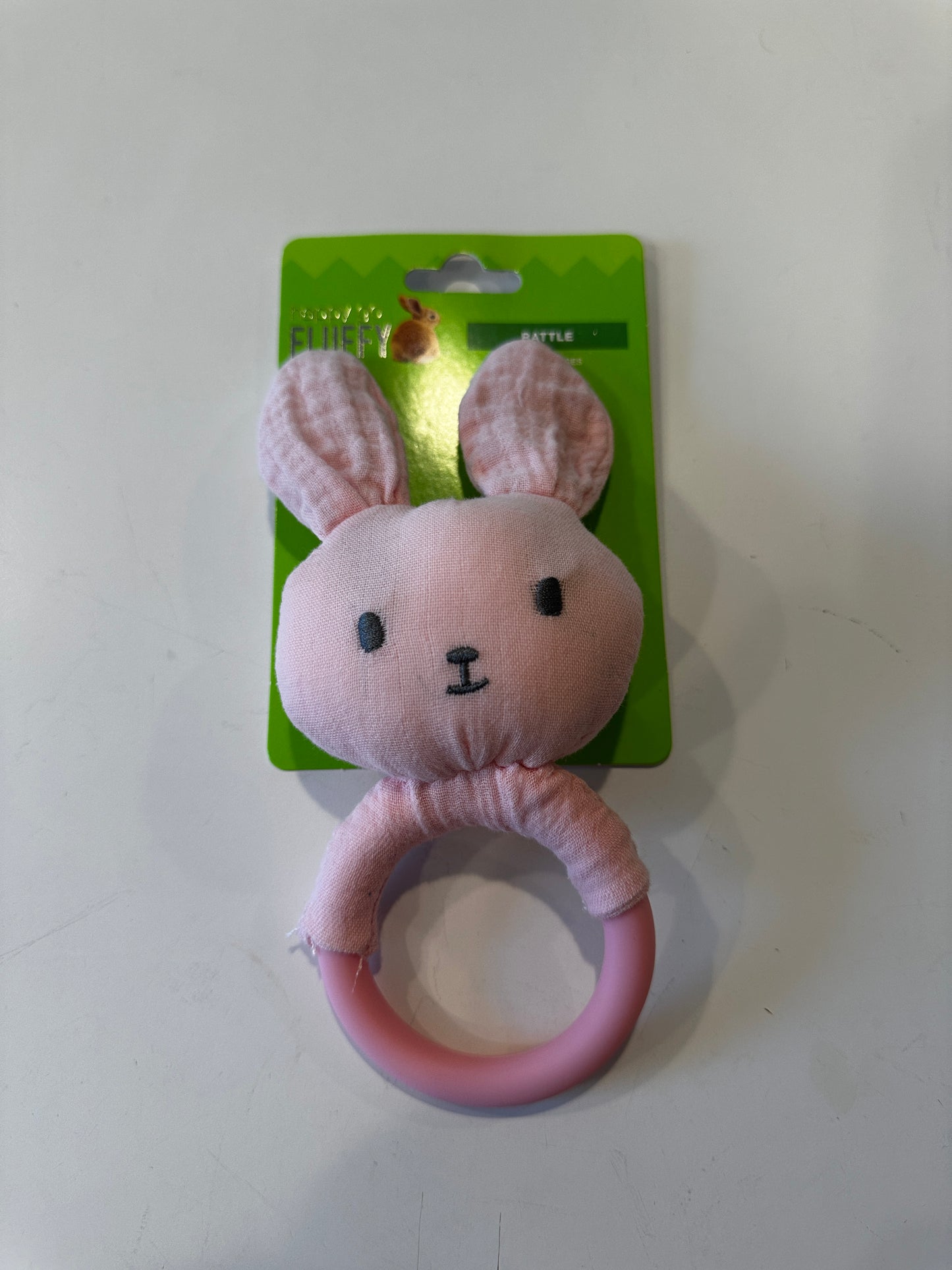 #33 baby rattle pink bunny