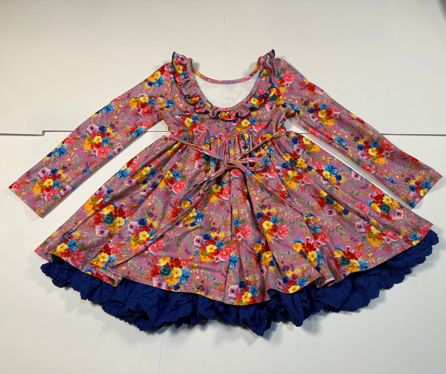 #180 Girls 5 Only Little Once Purple Floral Twirl Dress