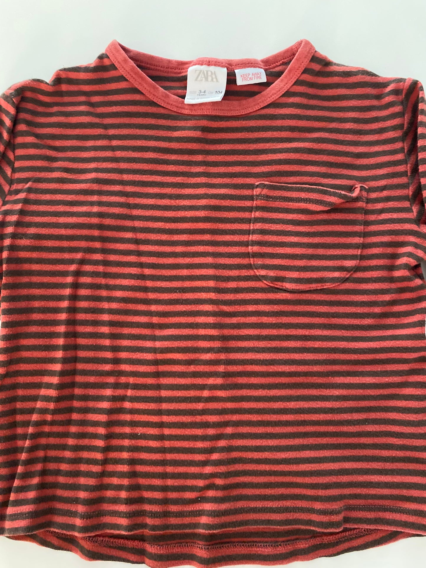 #117- Girls 4T, Zara shirt bundle, burnt red/black stripe & burnt red shirt, GUC