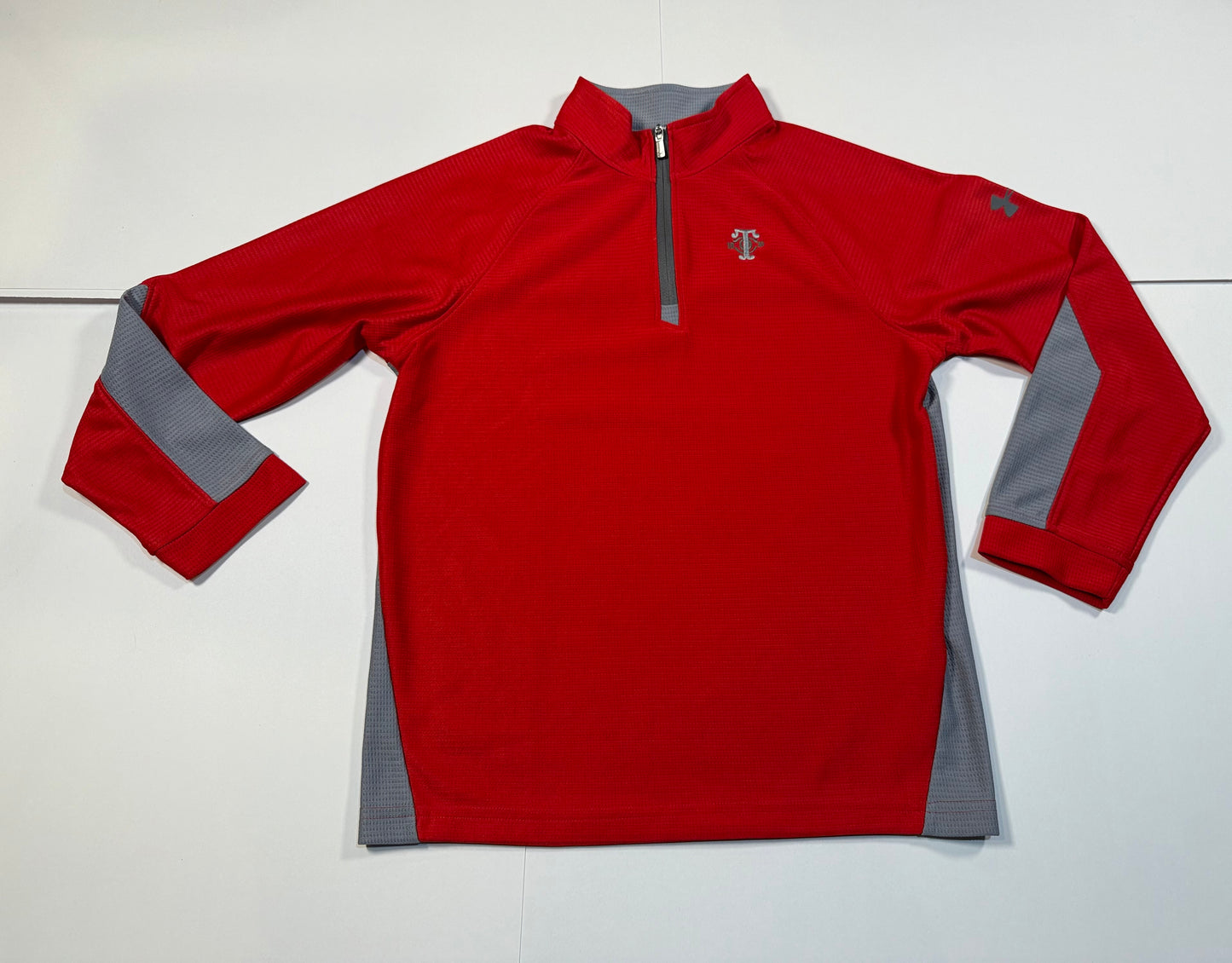 #180 Boys Youth Medium 10-12 Under Armour Red Fitted Quarter Zip