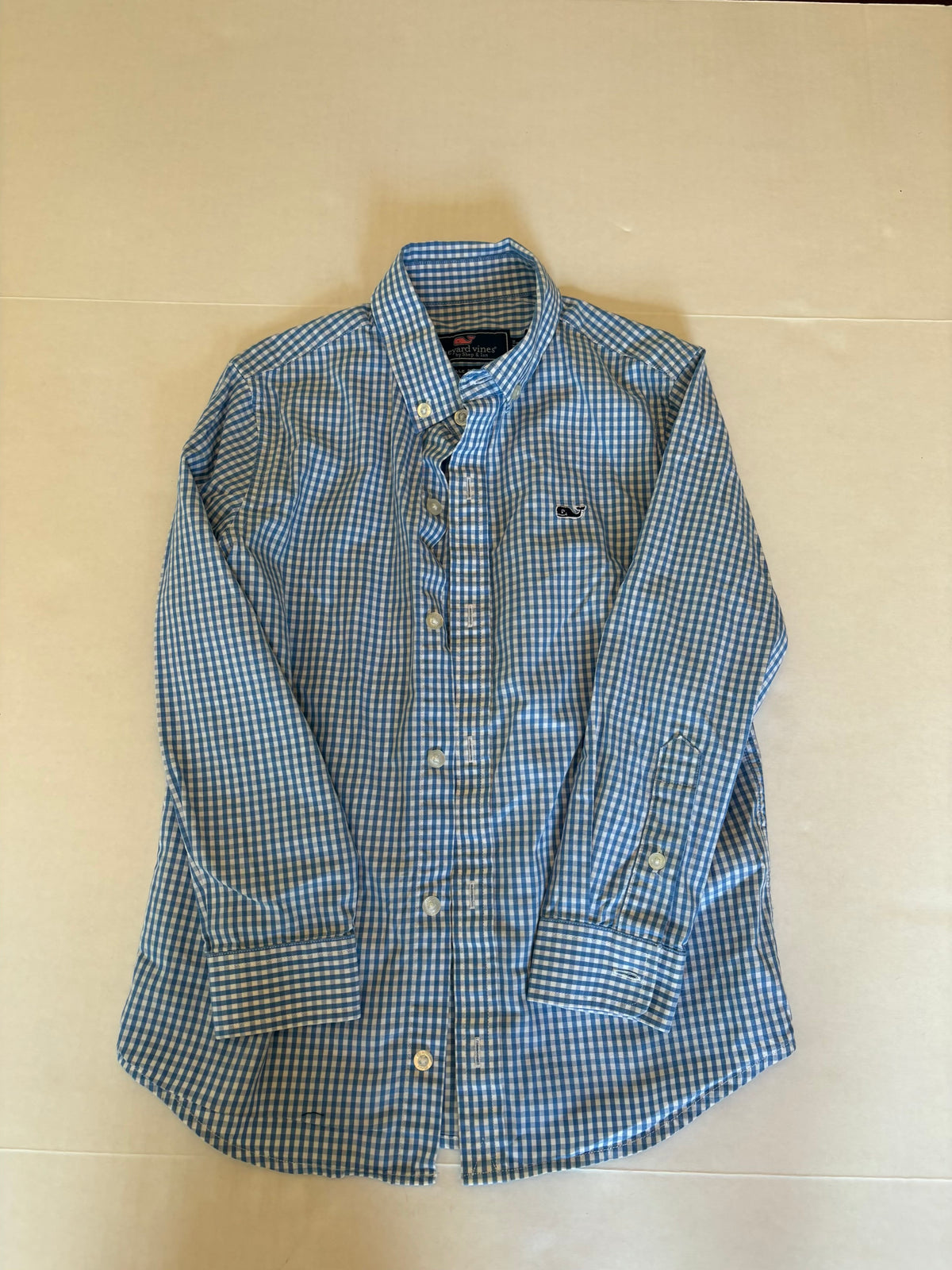 Seller 118 VGUC Boys Vineyard Vines Cotton Blue Gingham Button Down. Size 6