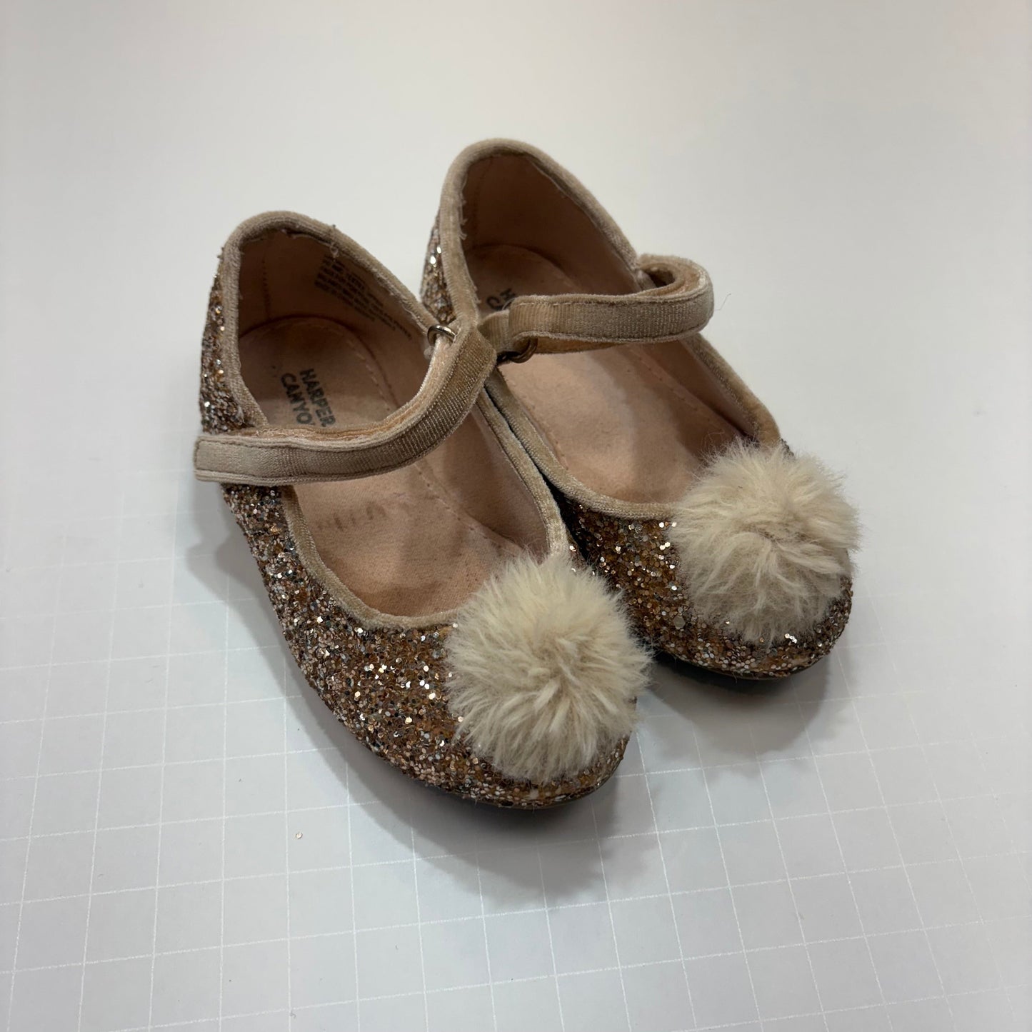 Seller 189 Girls Size 6 Harper Canyon Glitter Pom Pom Flats