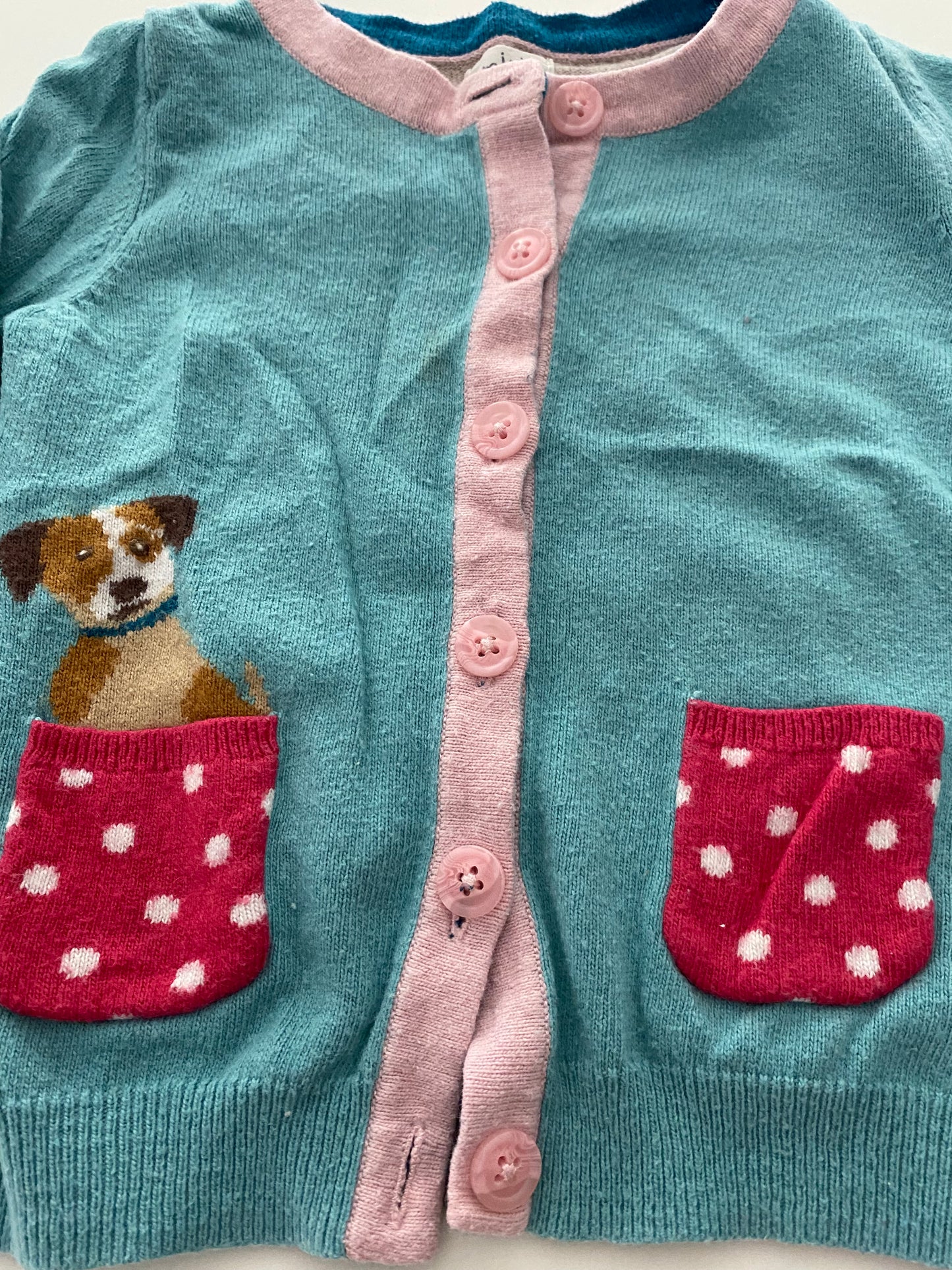 #117- Girls 3T, Boden puppy button-down sweater, GUC