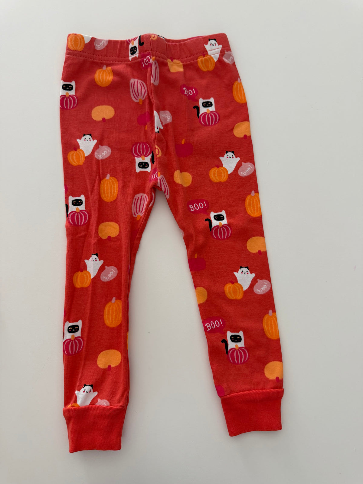 #117, Girls 2T, Old Navy orange Boo Crew pajamas, VGUC
