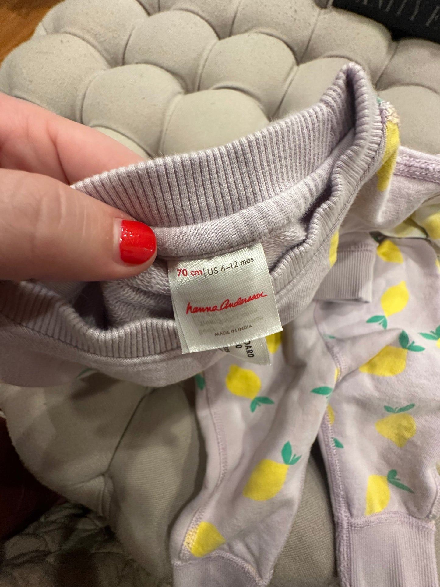 #85 REDUCED Hanna Andersson Lemon Sweatsuit set, Infant girls 6-12m