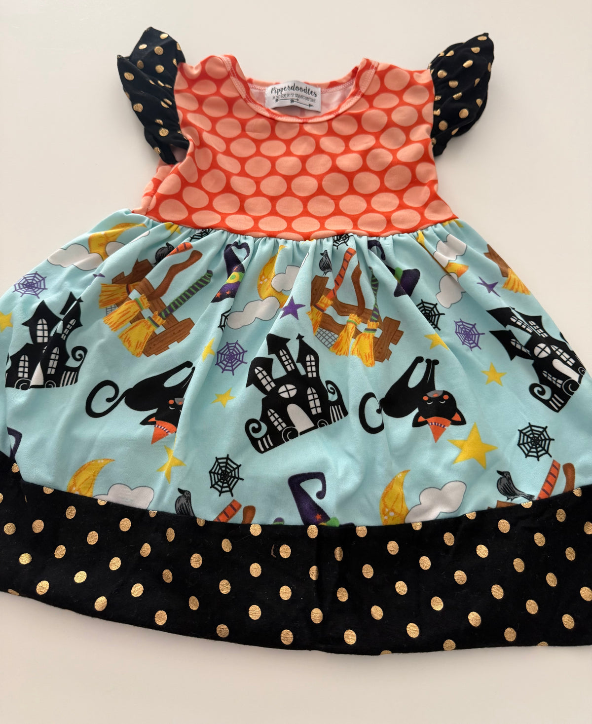 #117, Girls 2T, Pipperdoodles Halloween print dress, VGUC