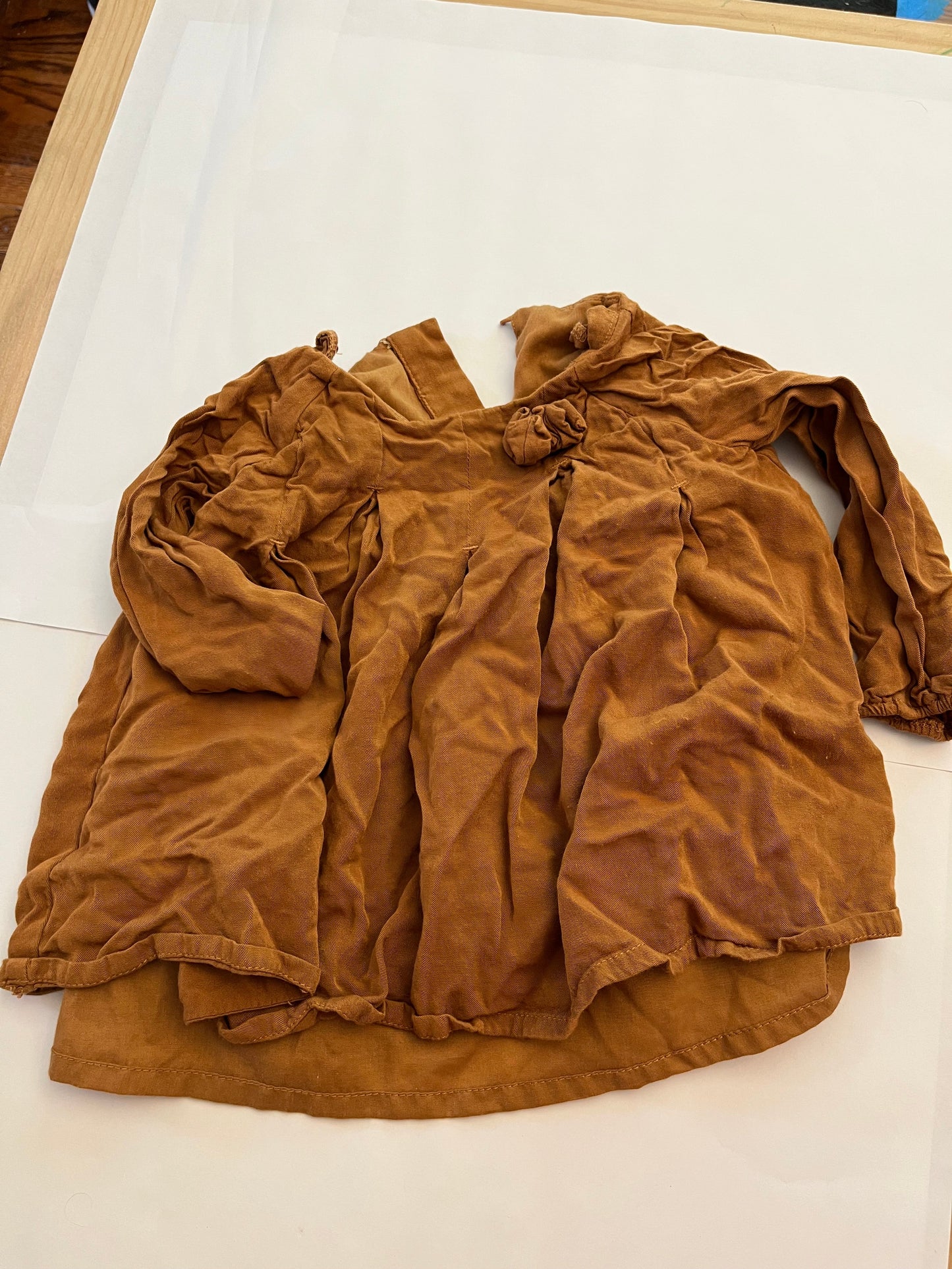 #36 Camel Viscose 12-18 month shirt with pleats