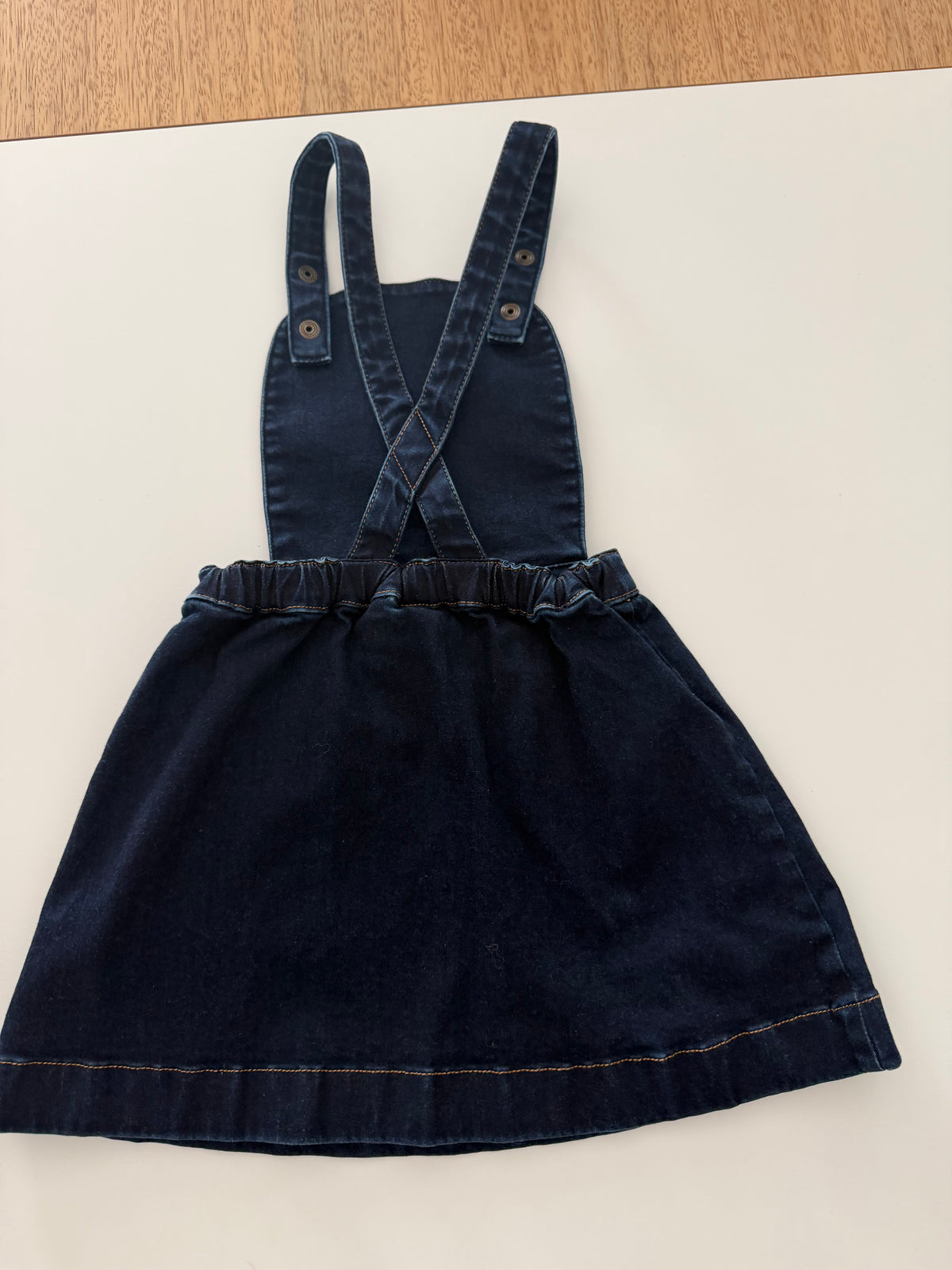 #117, Girls 24M/size 80, Hanna Andersson dark denim skirted jumper, EUC
