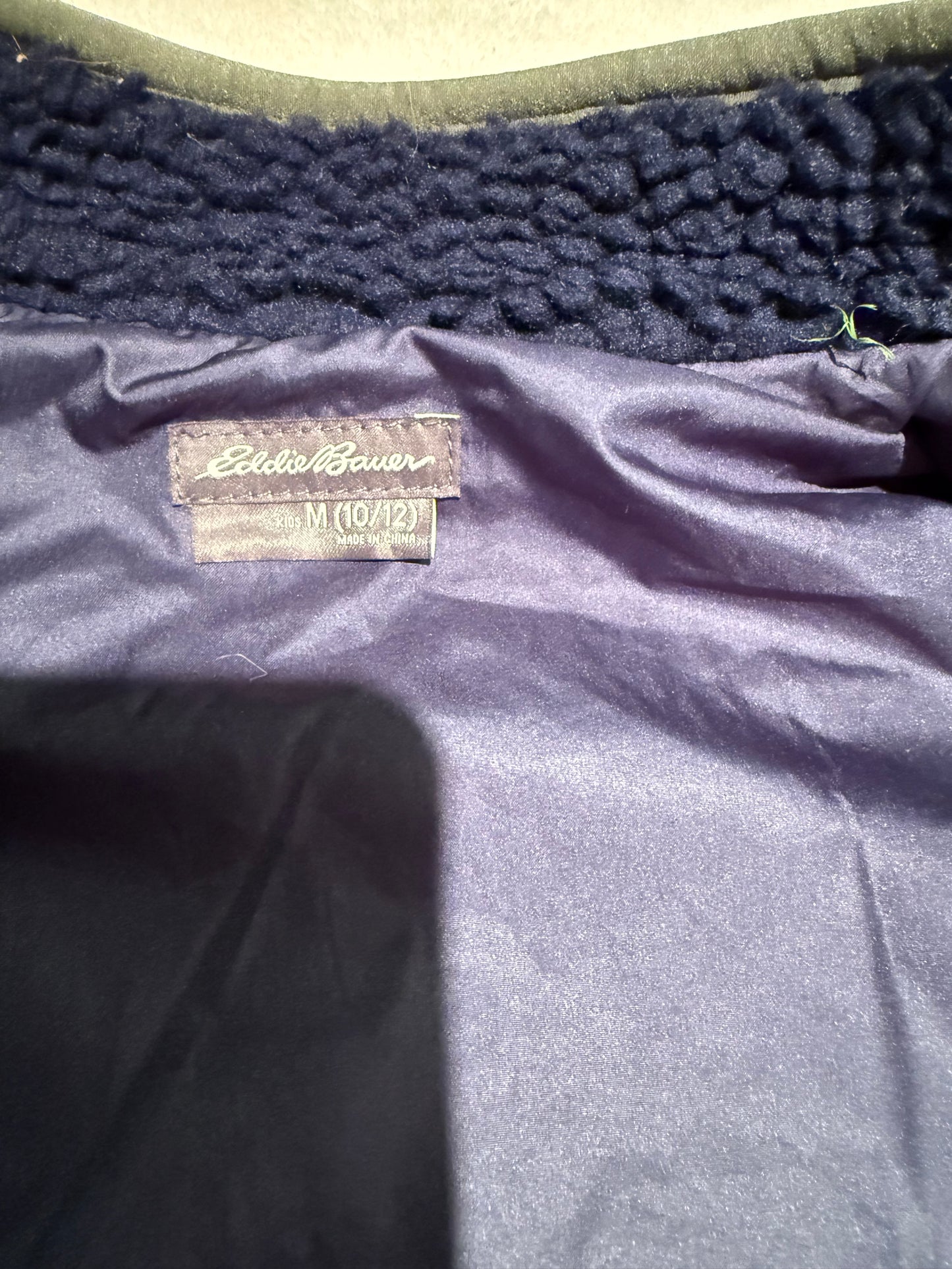 136 EUC large 10/12 Eddie Bauer navy blue fleece