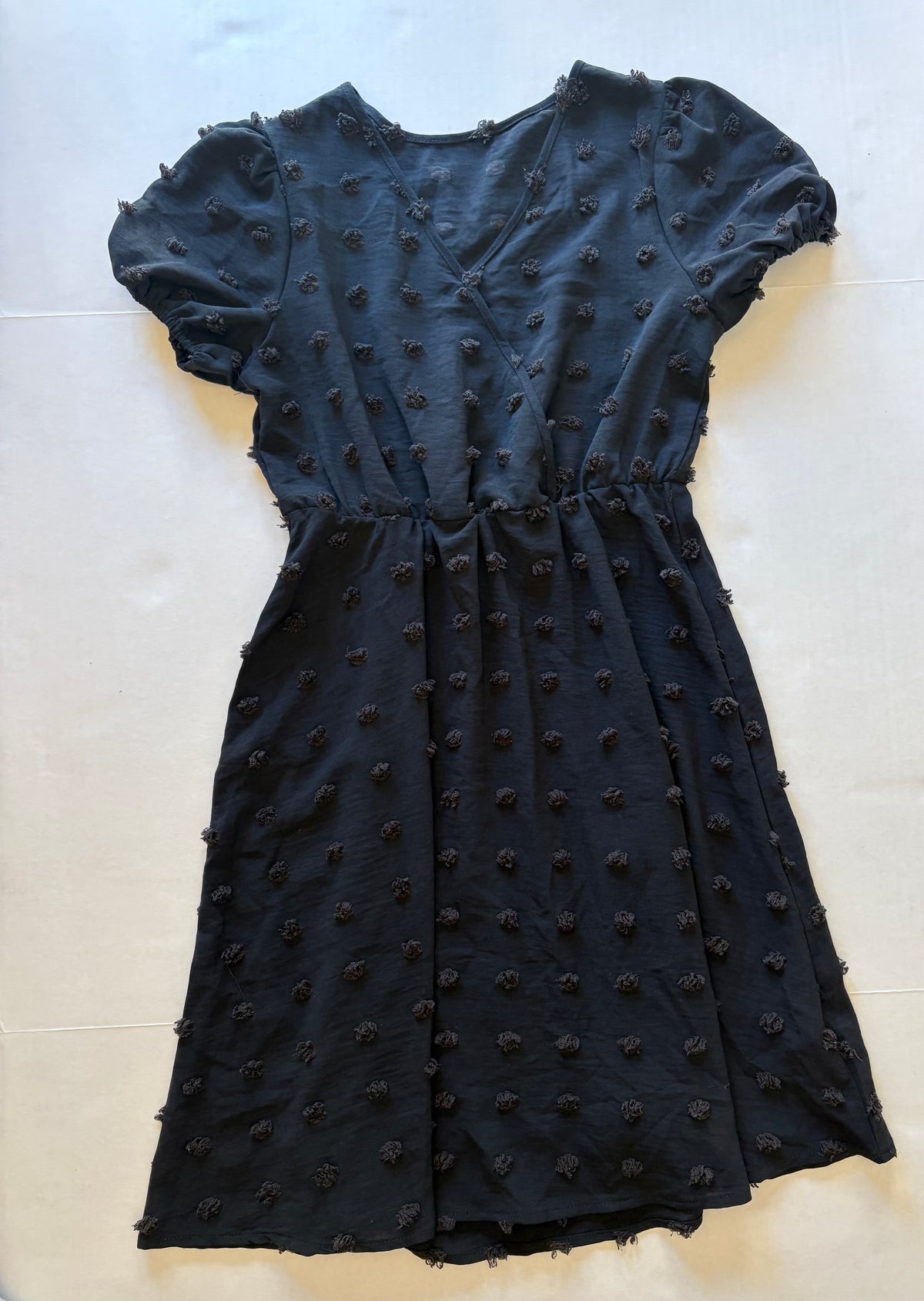 Seller 118 EUC Girls Swiss dot black dress. Size 150(10/12)