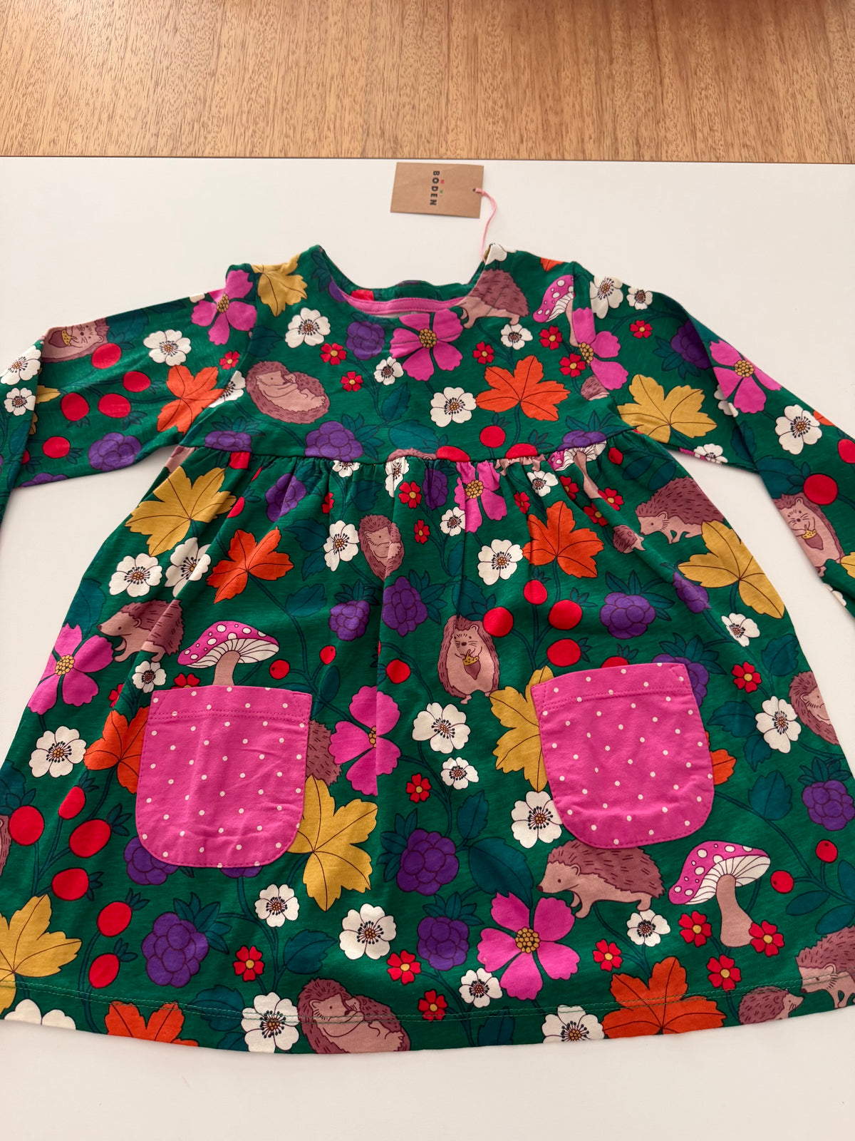 #117, Girls 6, Boden green woodlands print tunic, New