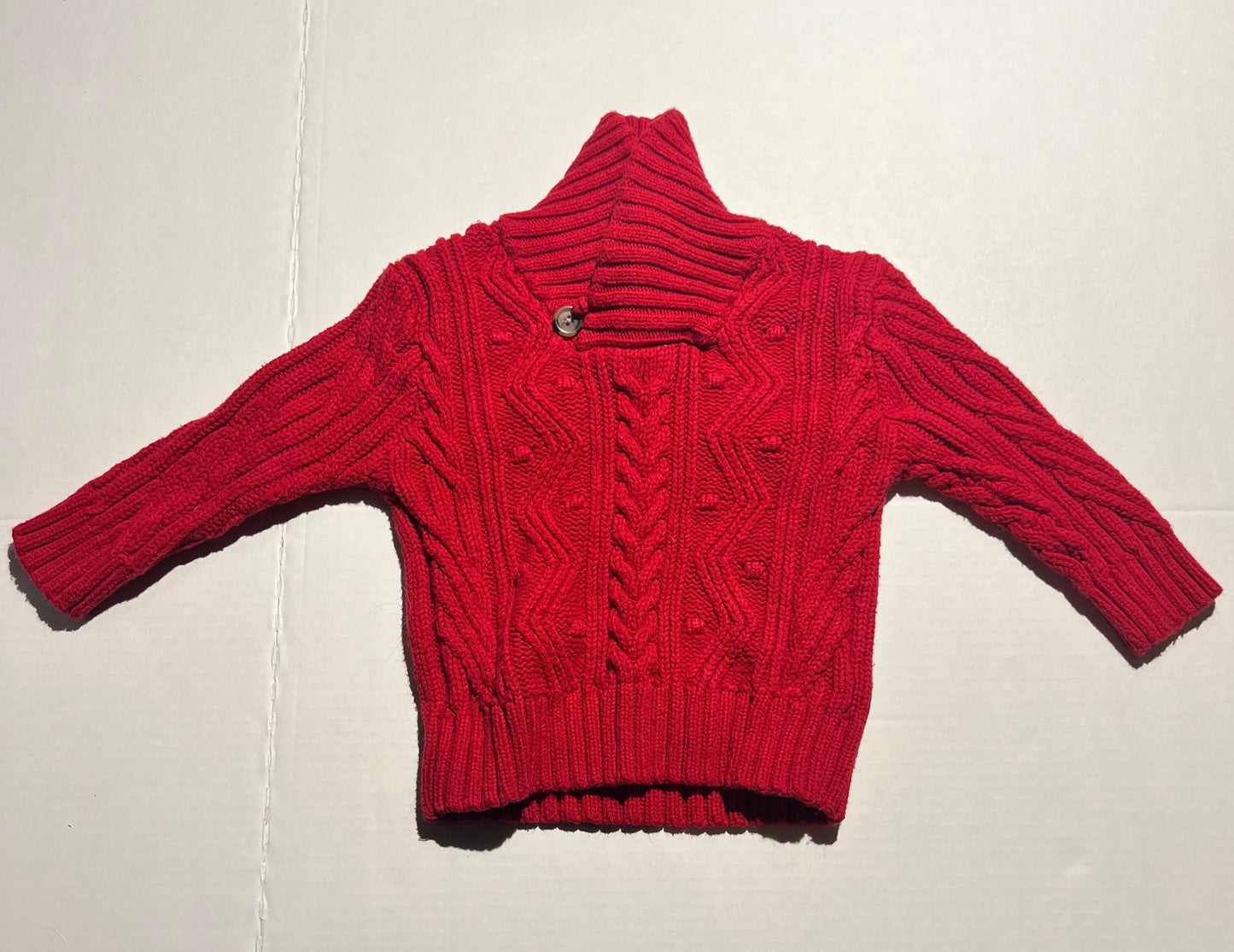 #98 Boys 24mo Red Cable Knit Sweater