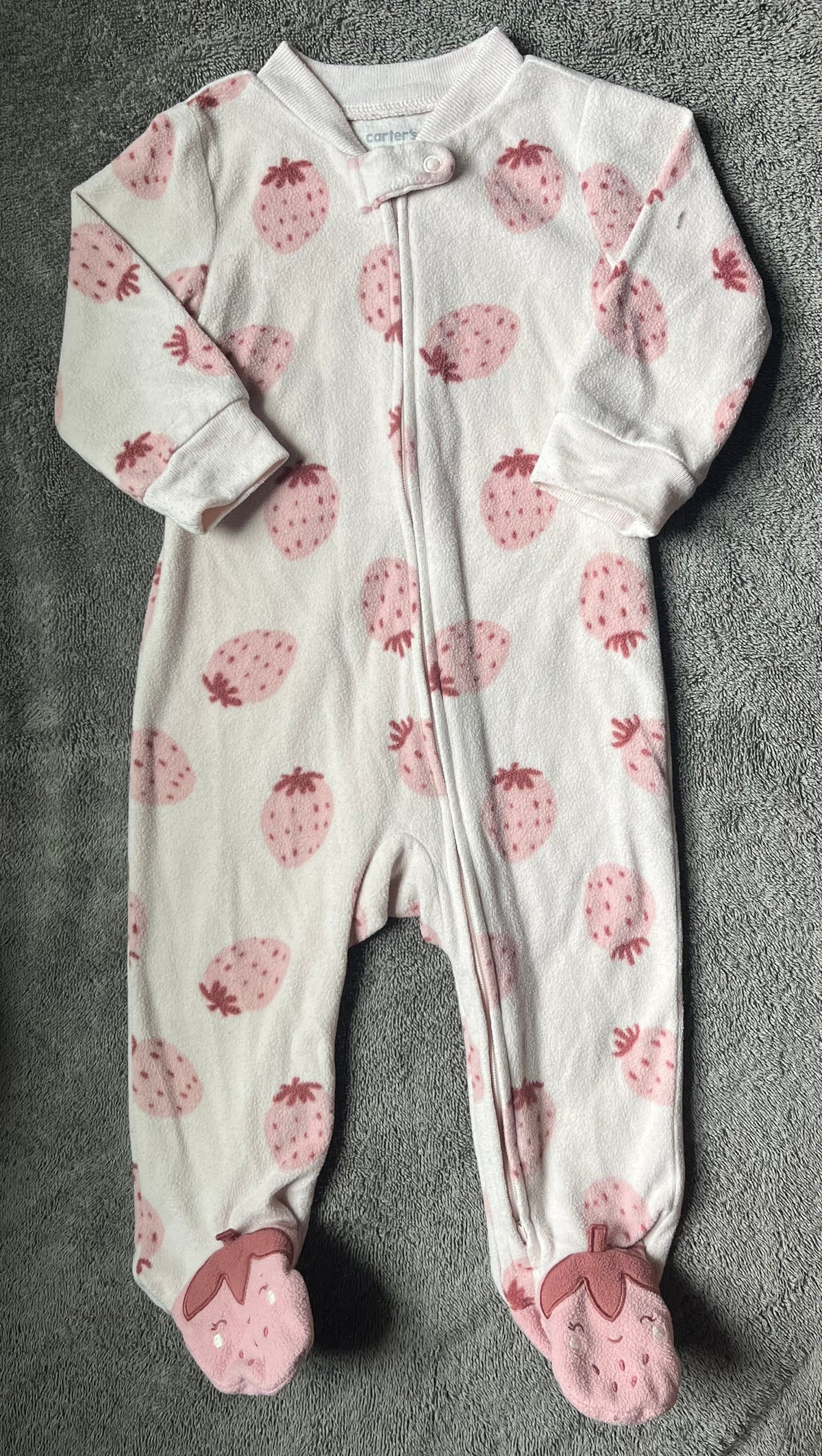 Seller #13 Carter’s girls 9 months fleece strawberry sleeper footed pajamas