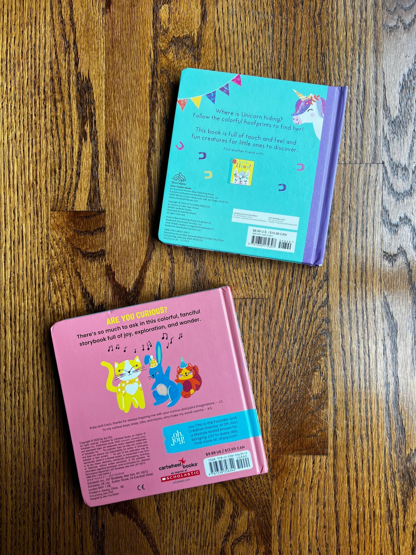 Seller #115 - REDUCED - Baby / Toddler Board Book Bundle, Set of 2 (Where’s My Unicorn? & Be Curious!), VGUC