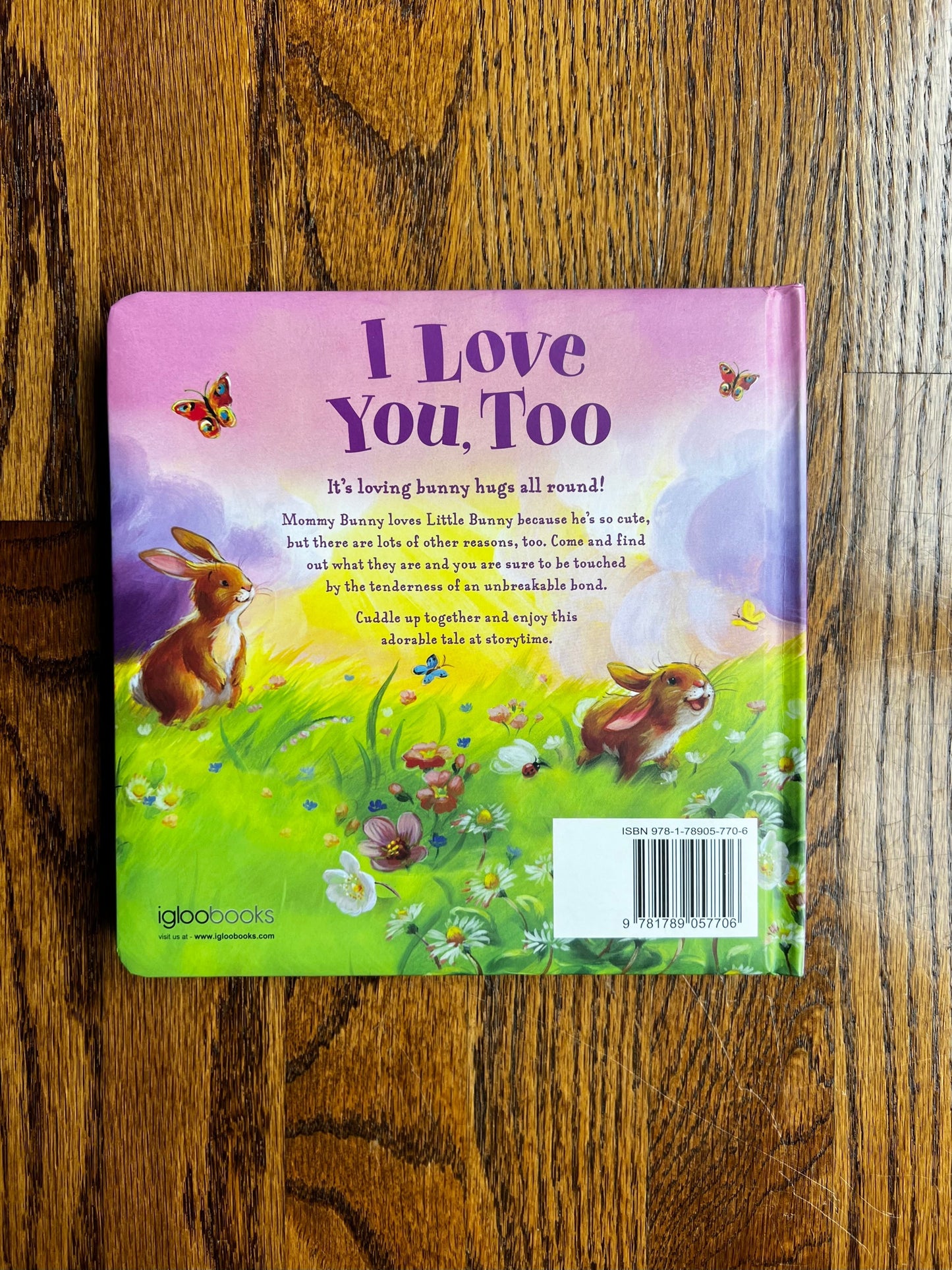 Seller #115 - “I Love You, Too” Board Book with Stuffed Bunny, EUC/VGUC