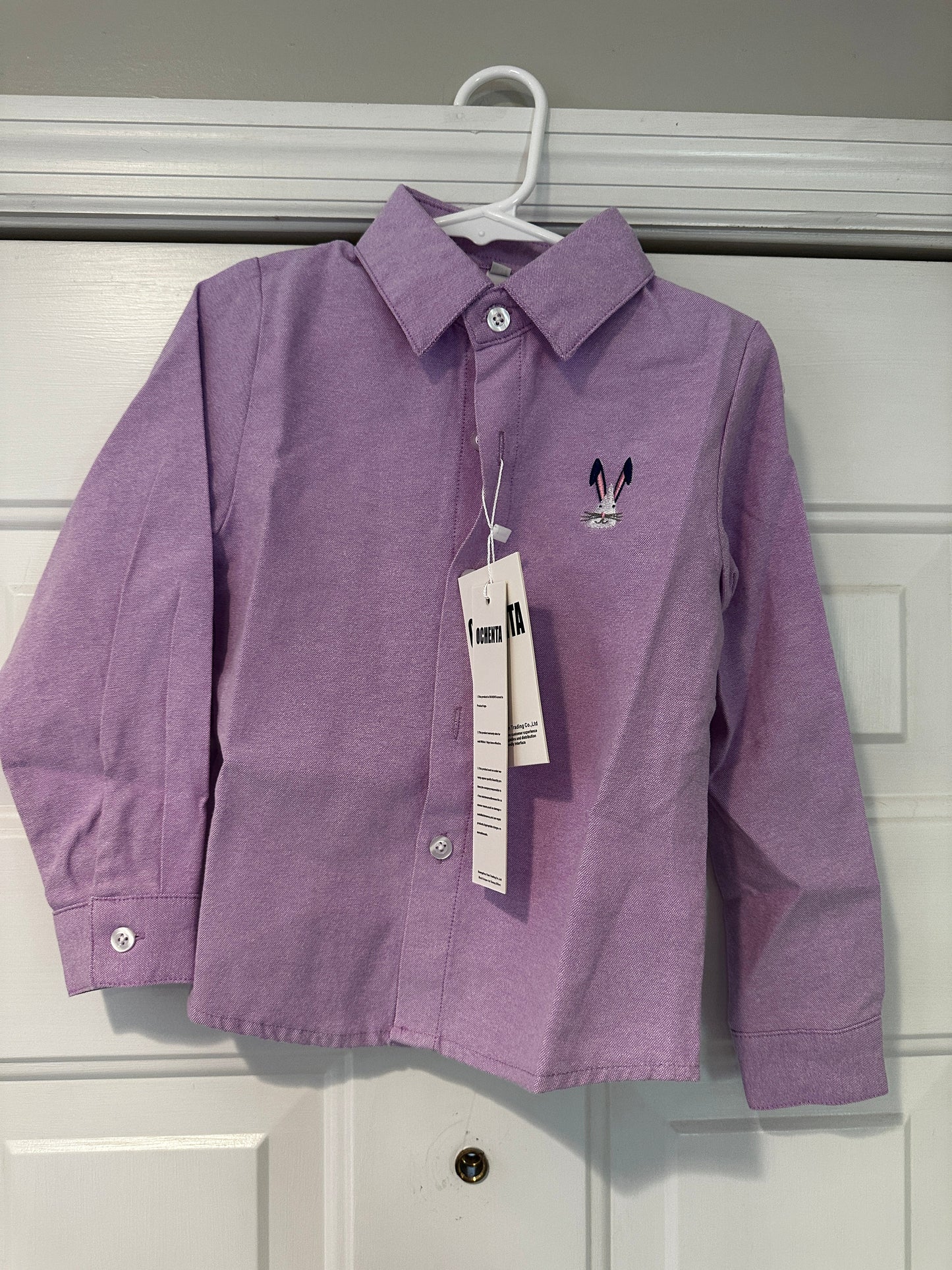 Boys 3T Purple Long-sleeve button down linen shirt (listing 1)