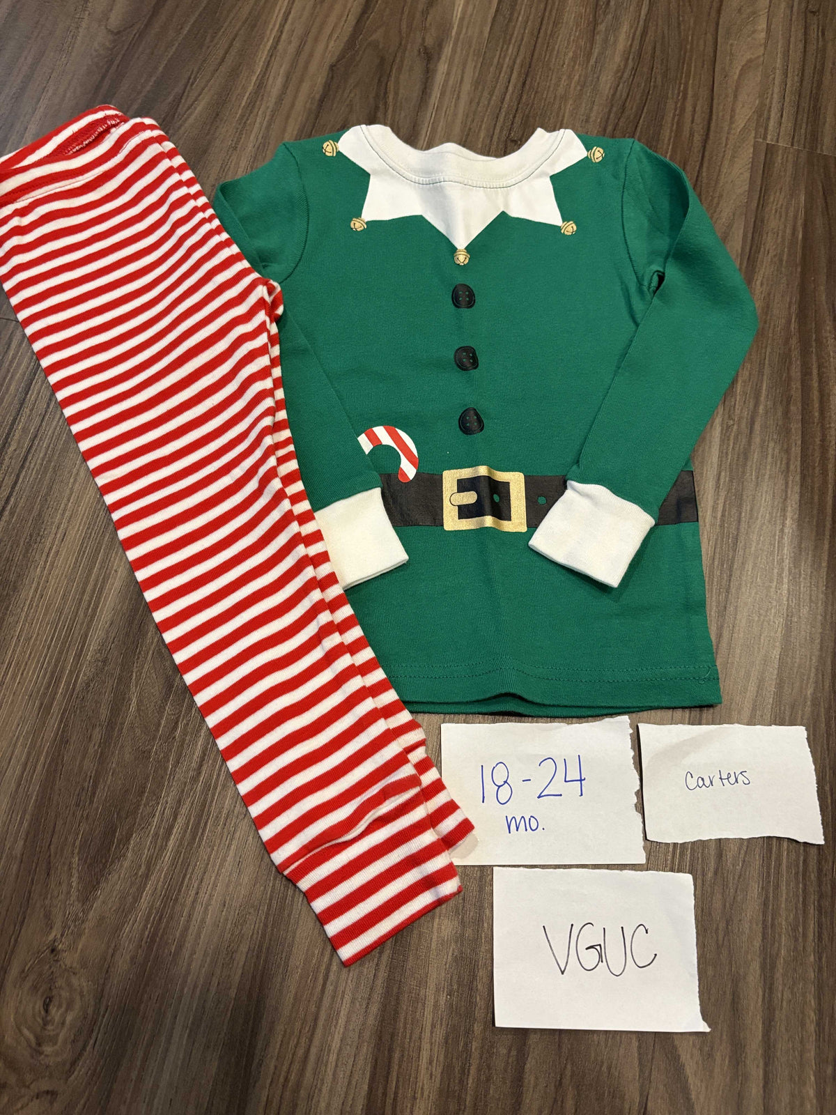 #138 - 18-24 Mo Carters VGUC Elf PJs