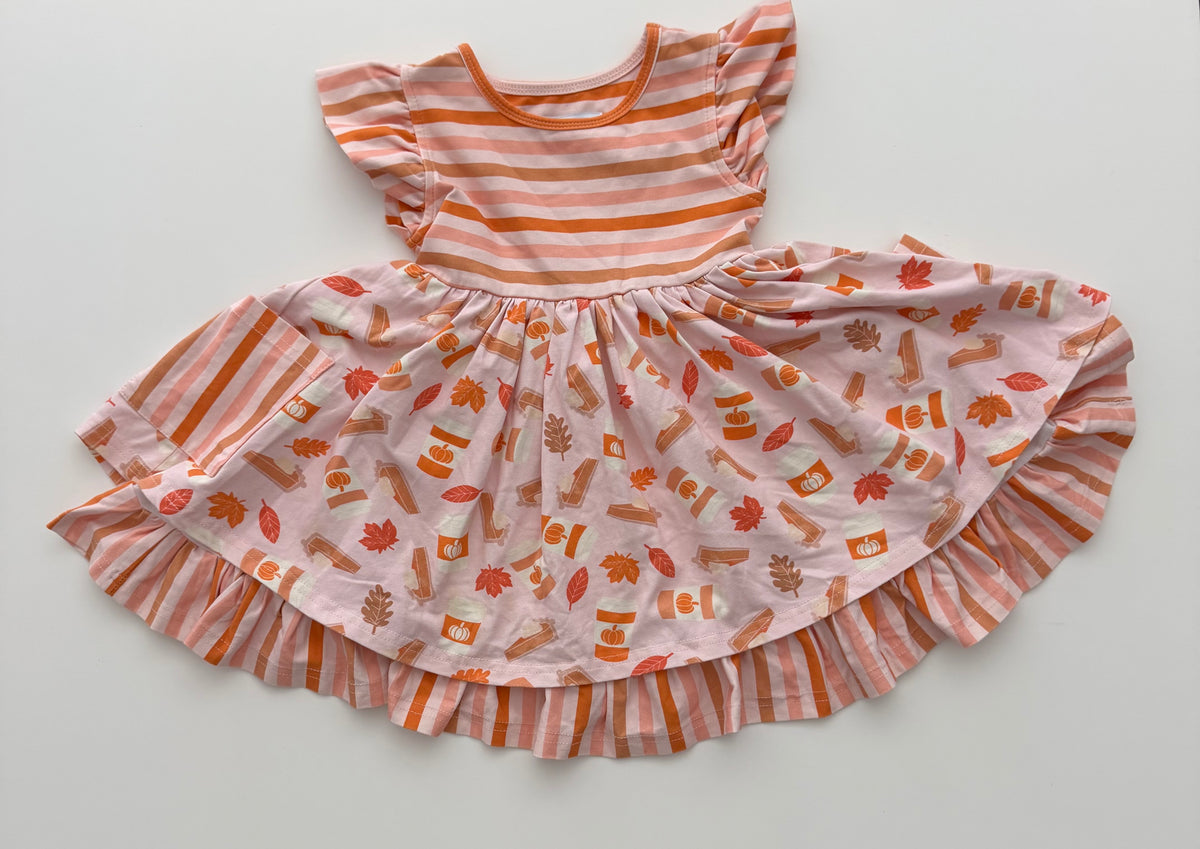 #117, Girls 3T, Smocked Sweets orange PSL dress, VGUC
