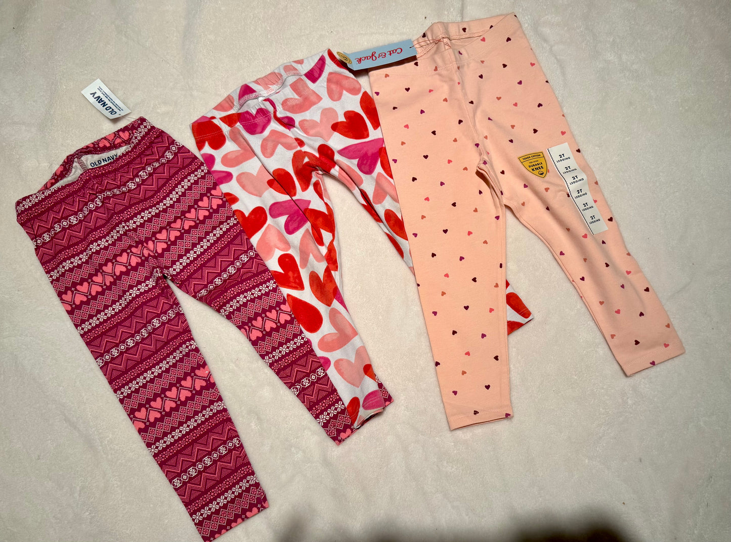 136 2t valentine leggings 2 NWT and GUC