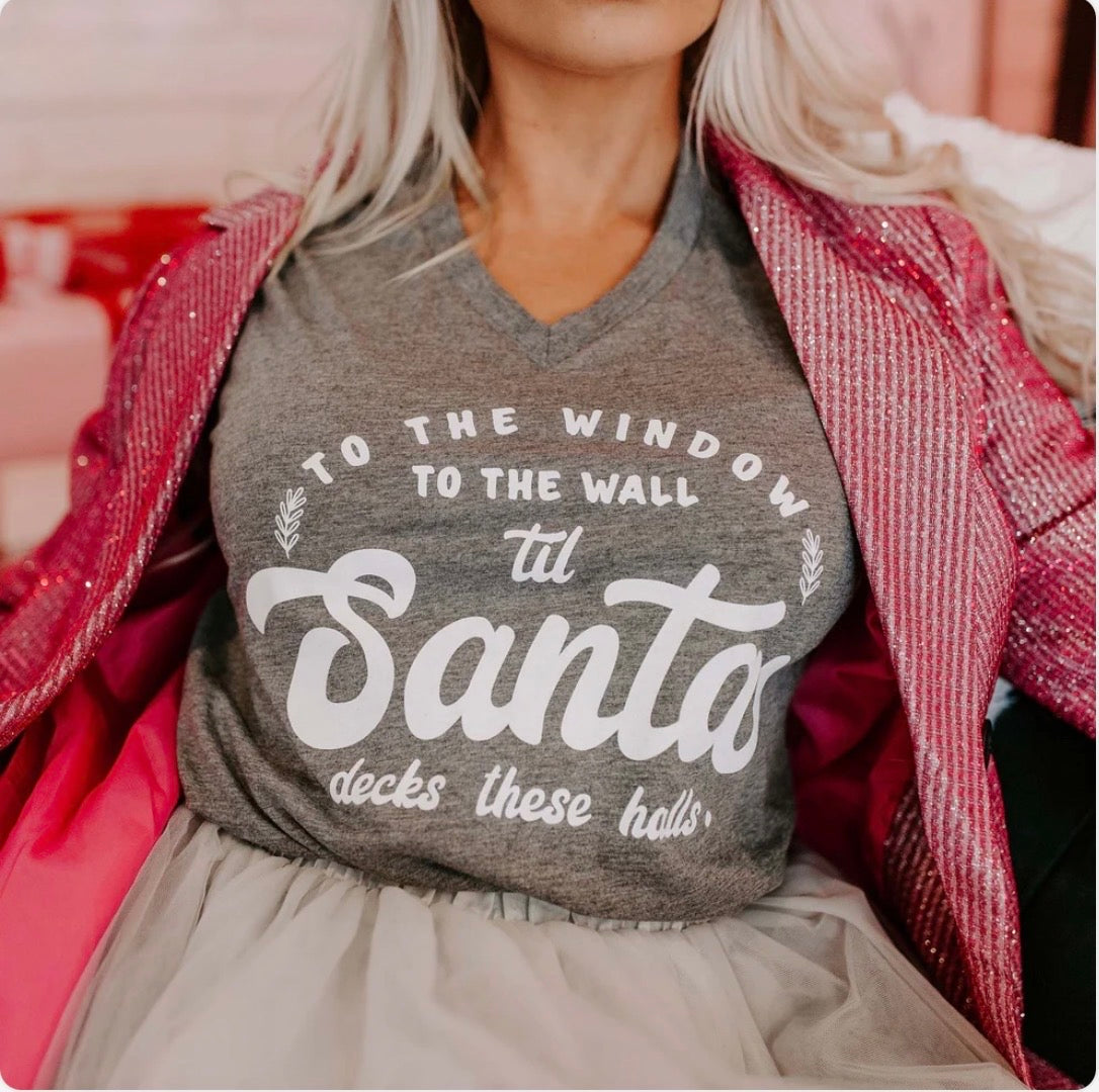 #28 NEW Women’s Christmas Tee - Til Santa Decks These Halls - Size L