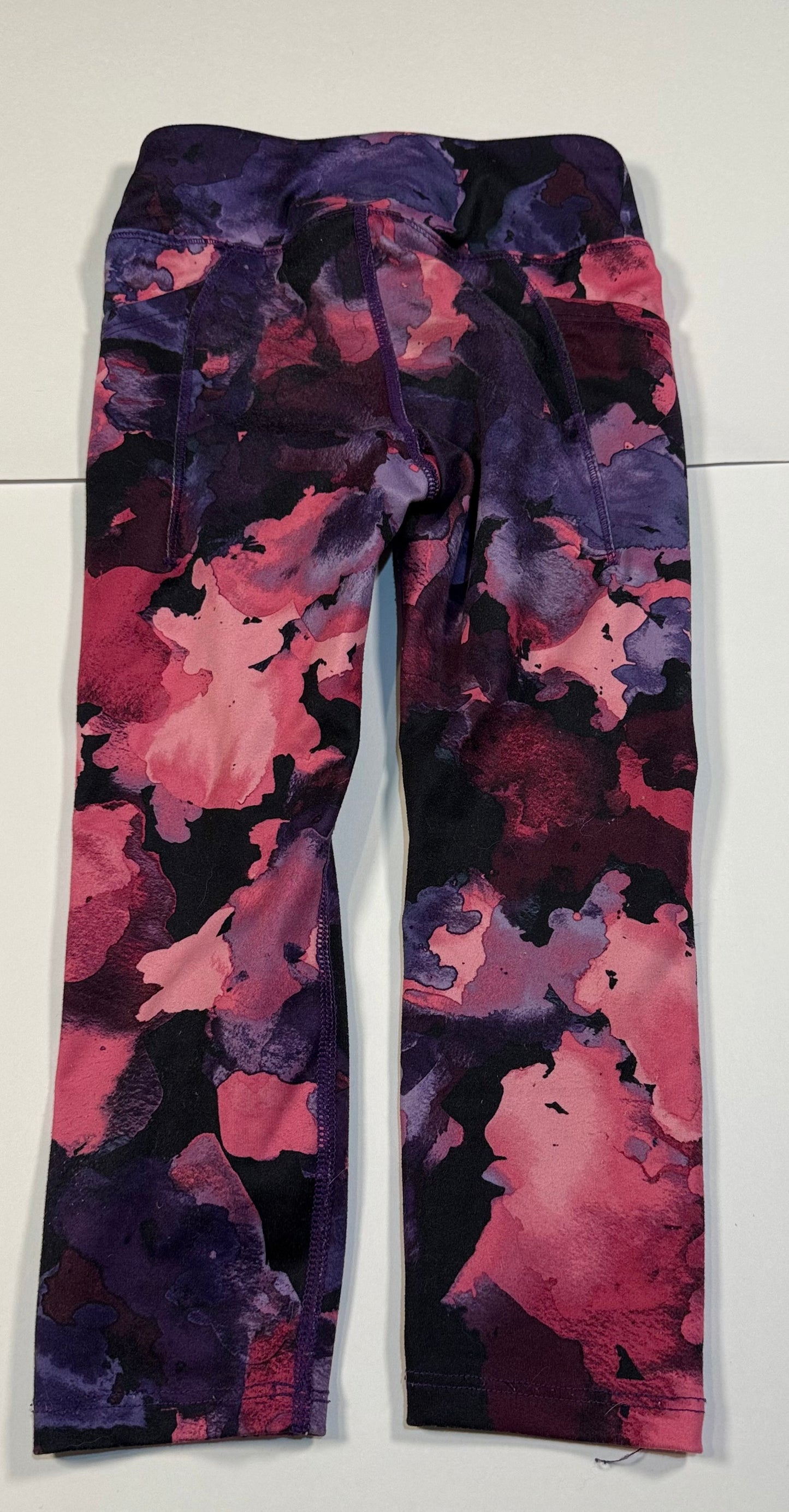 #180 Girls XS 4/5 Athletic Leggings Bundle -members mark print and MTA Sports Pink and Purple