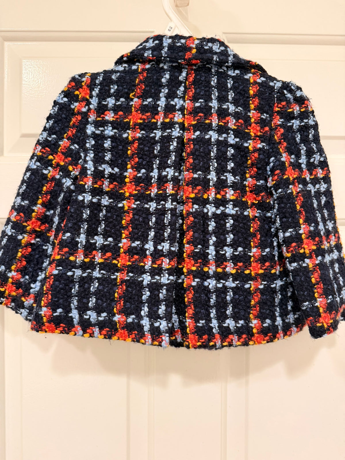 #85 Janie and Jack Navy, Red, Yellow Tweed Jacket, Infant Girls 12-18m