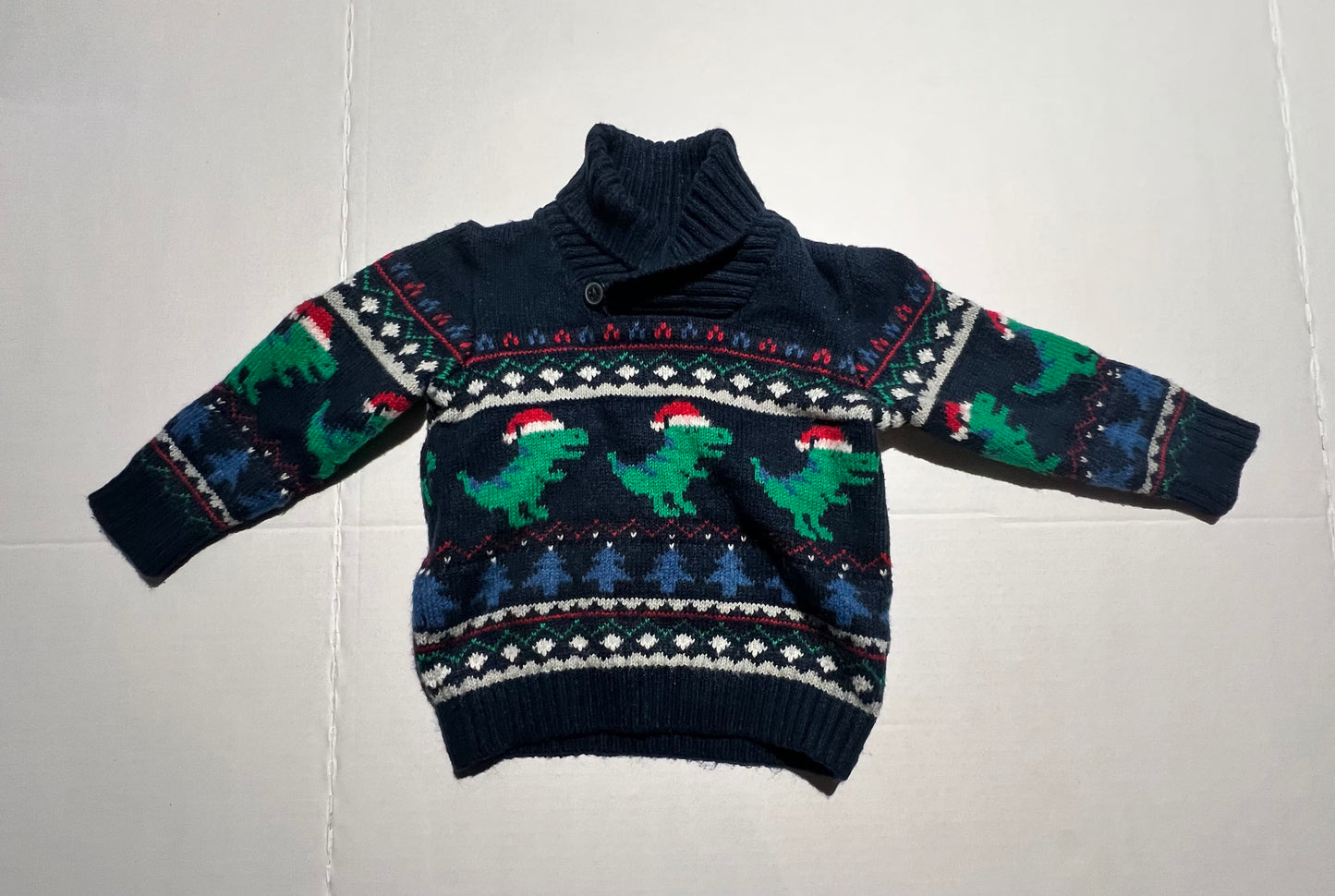 #98 Boys 18mo Dino Christmas Sweater