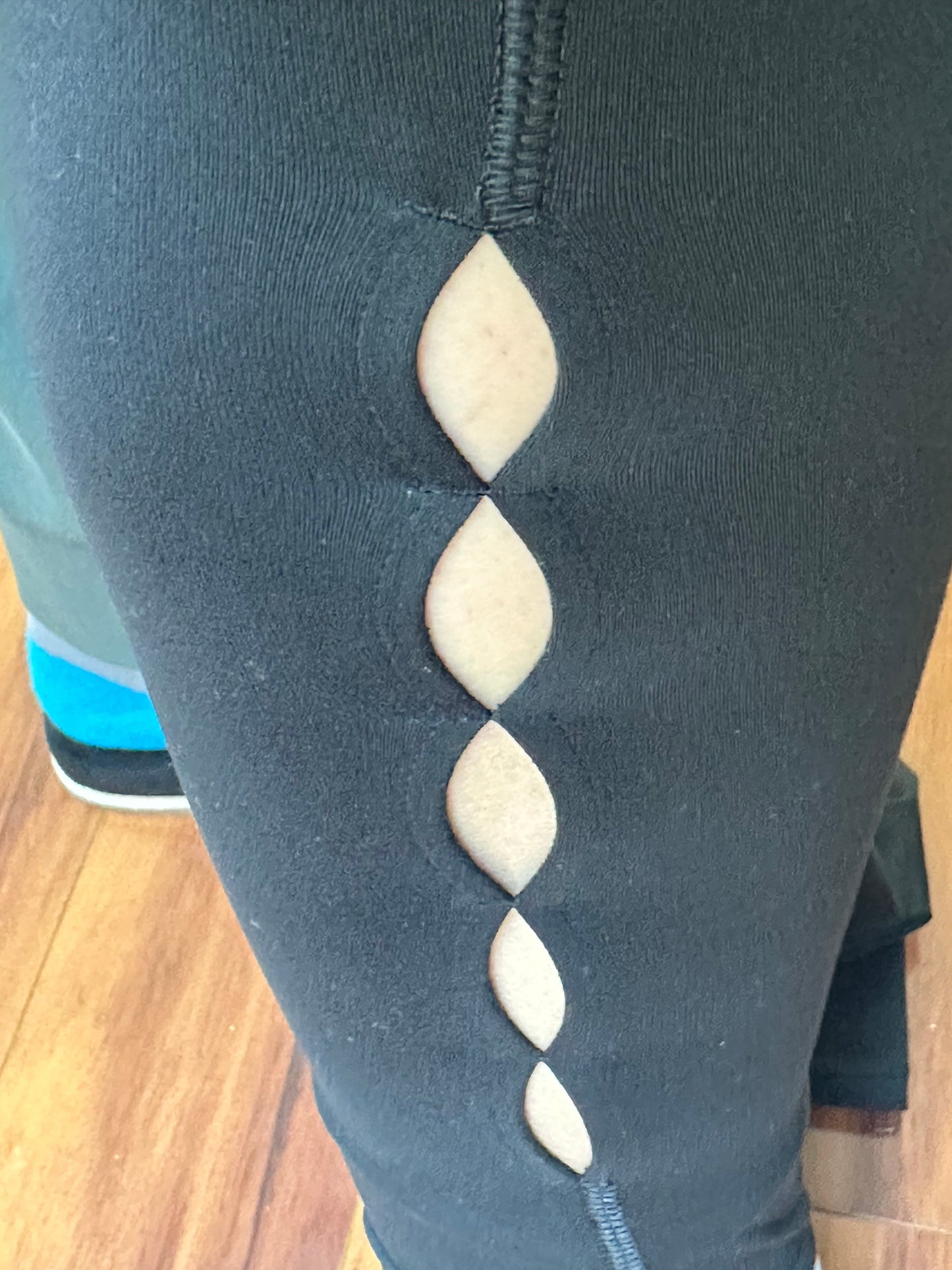 #186 REDUCED All in Motion Black Leggings with Cute Cutouts on Calf - Women's S - EUC