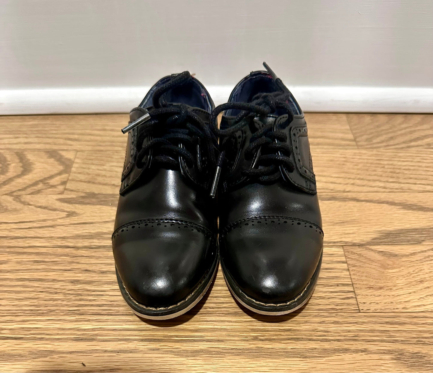 #108- Boys, Bruno Marc, Black Dress Shoes- Size 9
