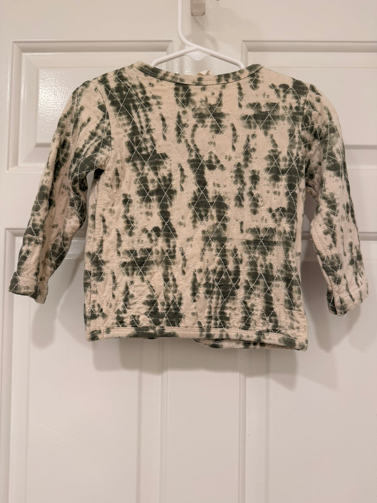 #85 Kate Quinn Green & Cream Quilted Cardigan, Infant Girls 12-18m