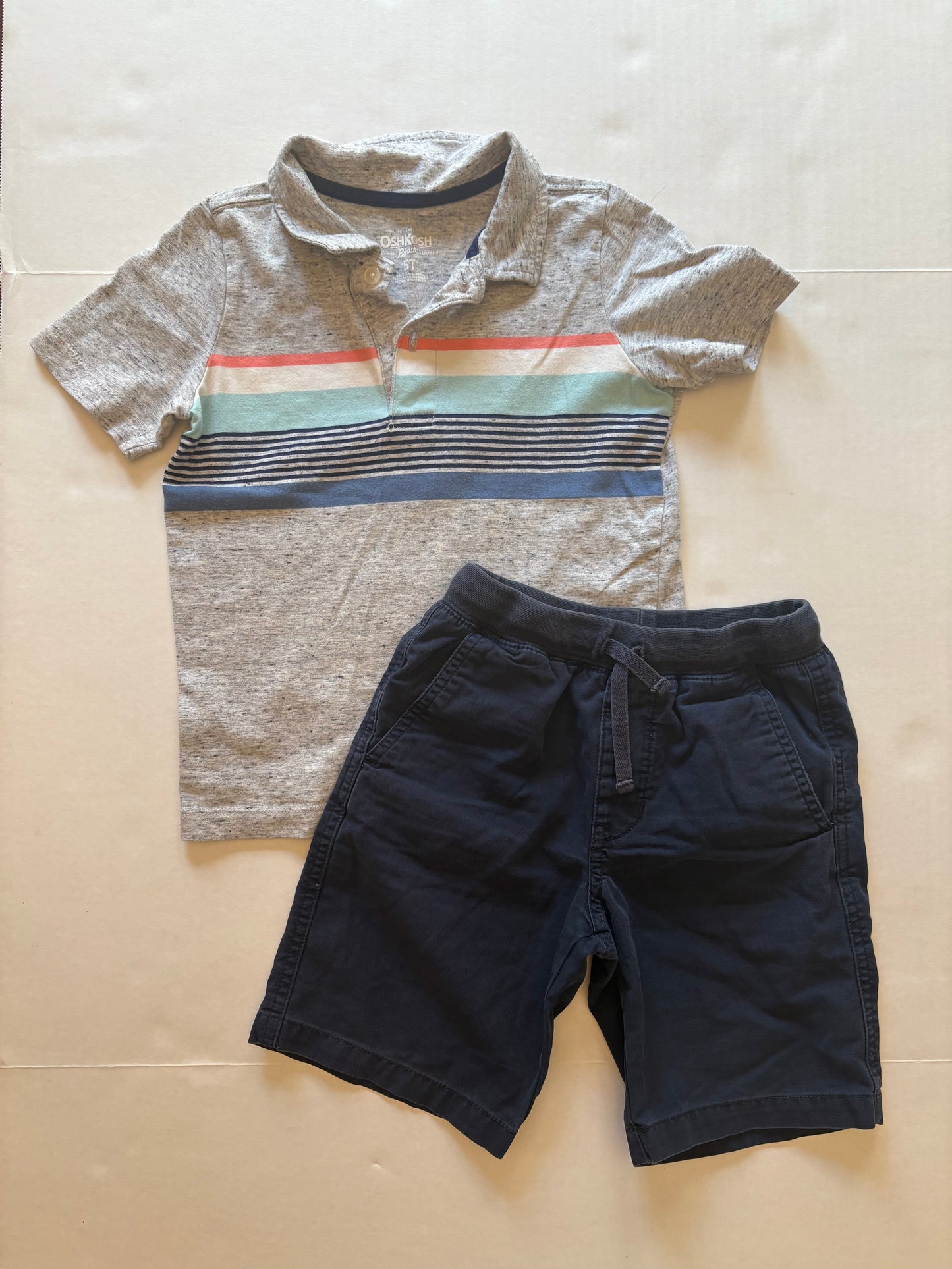 Seller 121 VGUC Oshkosh polo and Primary navy chino shorts size 5