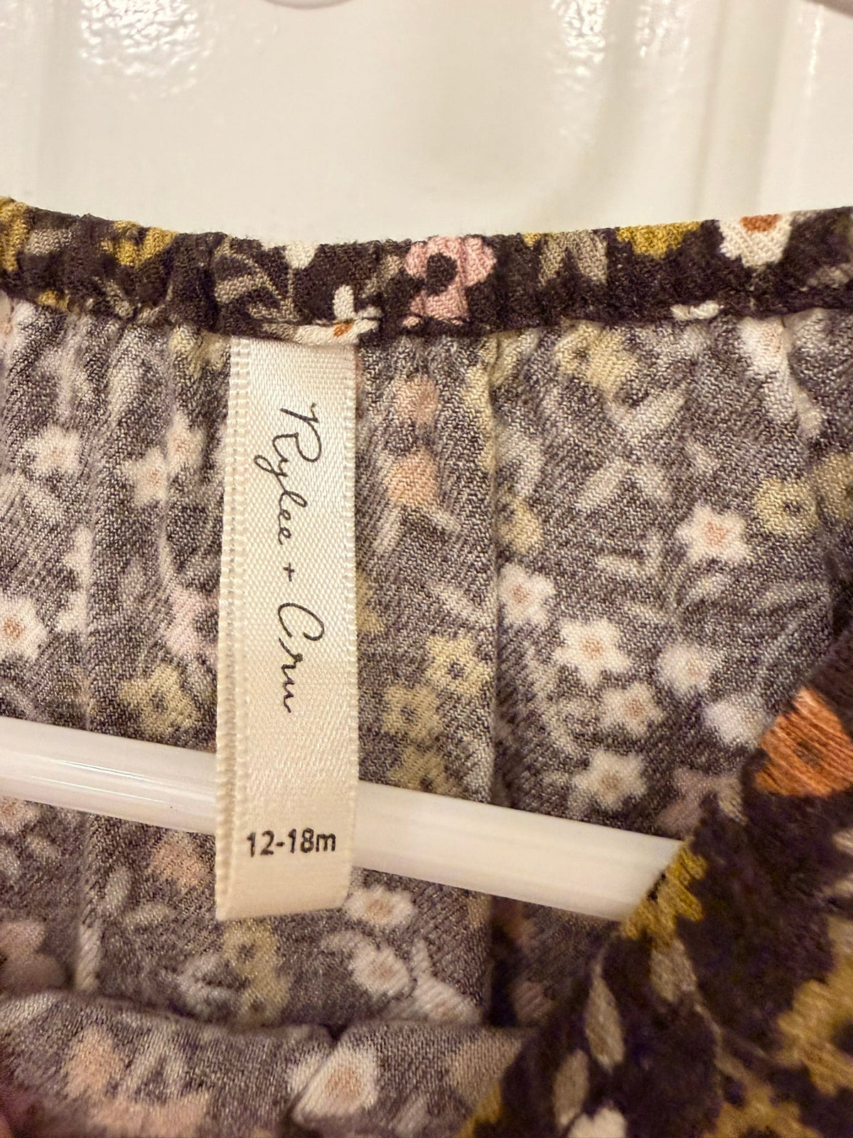 #85 Rylee + Cru Brown Floral Asymmetrical Top, Girls 12-18m