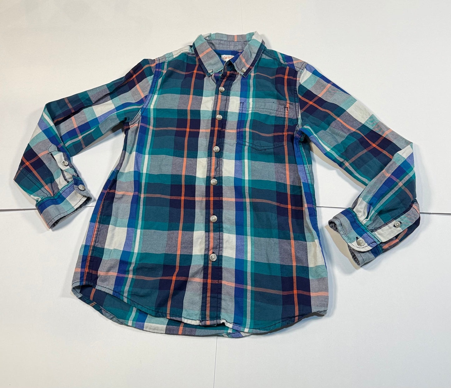 #180 Boys Medium (8/10) Cat & Jack Bundle of Button Downs - Blue Plaids
