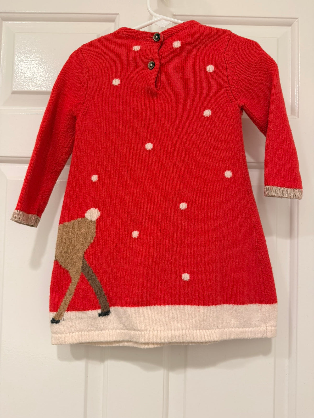 #85 Baby Boden Reindeer Sweater Dress, Girls 12-18m