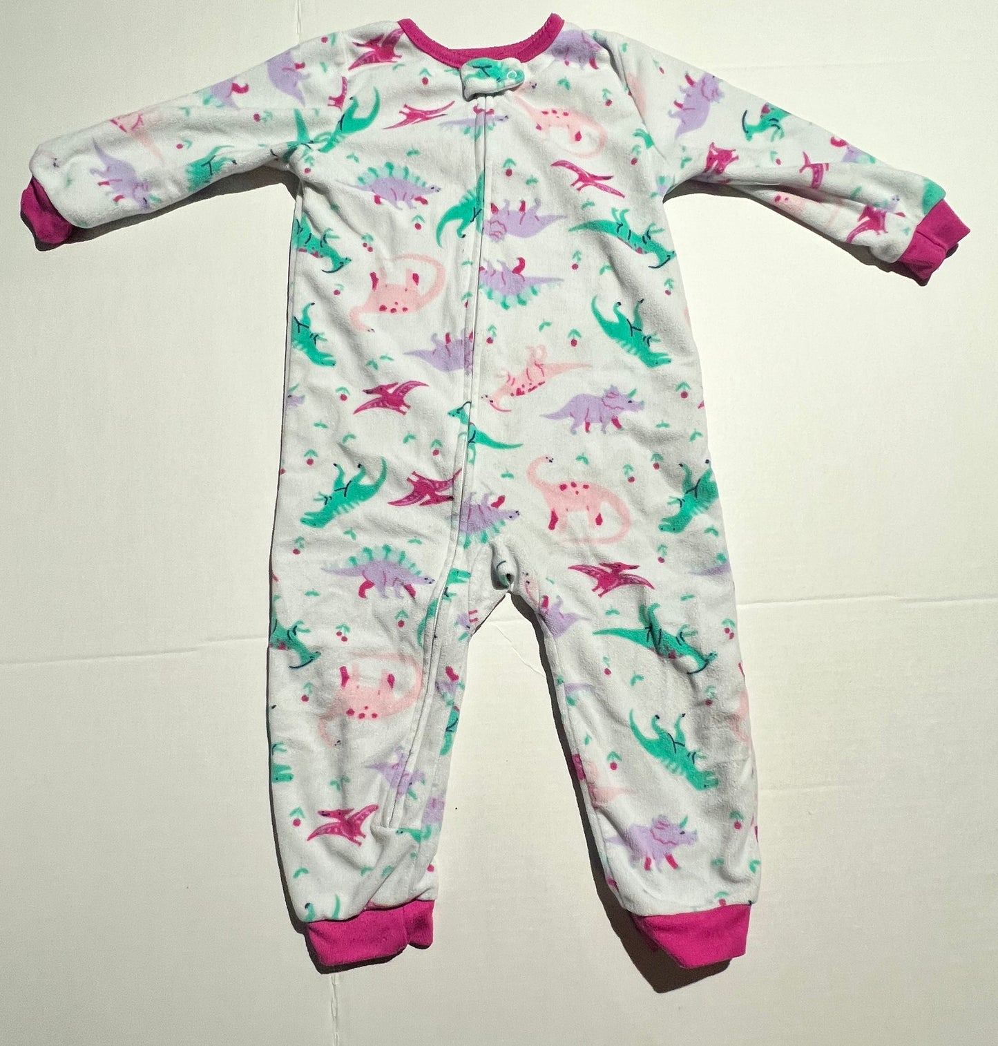 #98 Girls Dino Footless Fleece Sleeper- 24mo