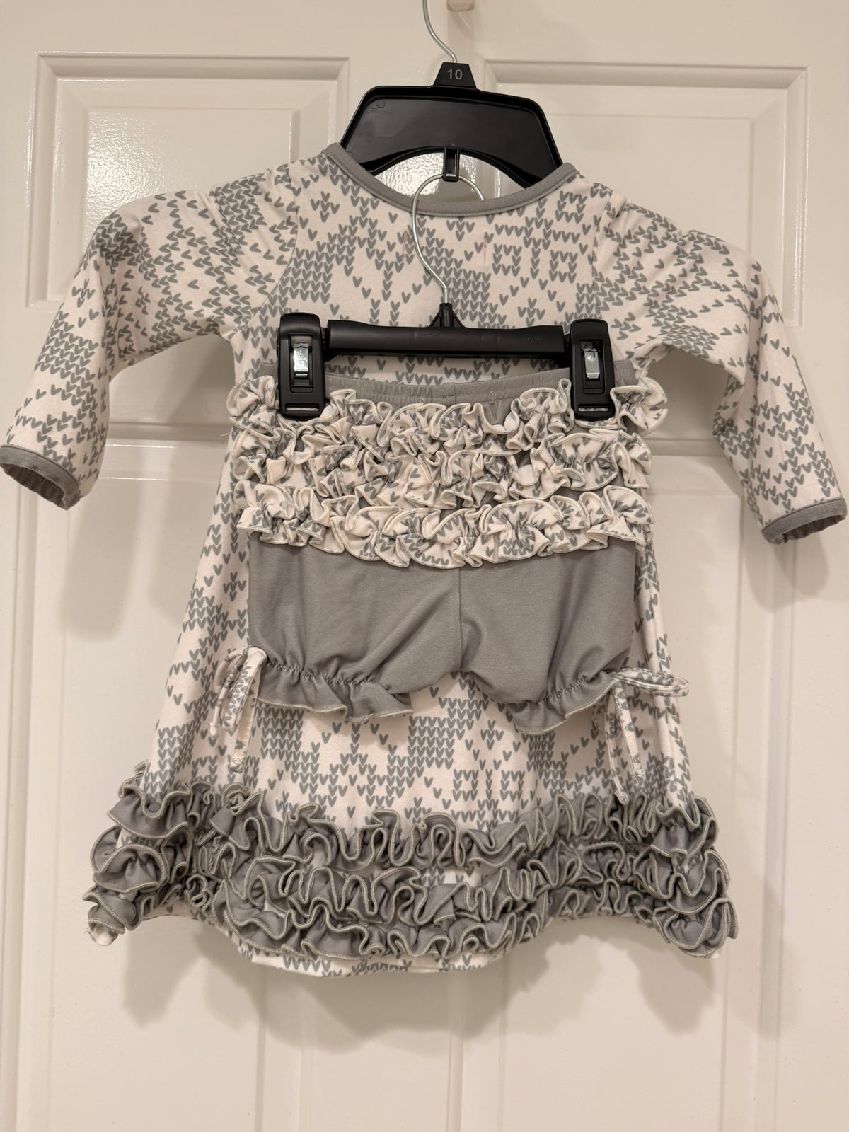 #85 Sweet Honey Green & White Snowflake Sleep Dress, Girls 18m