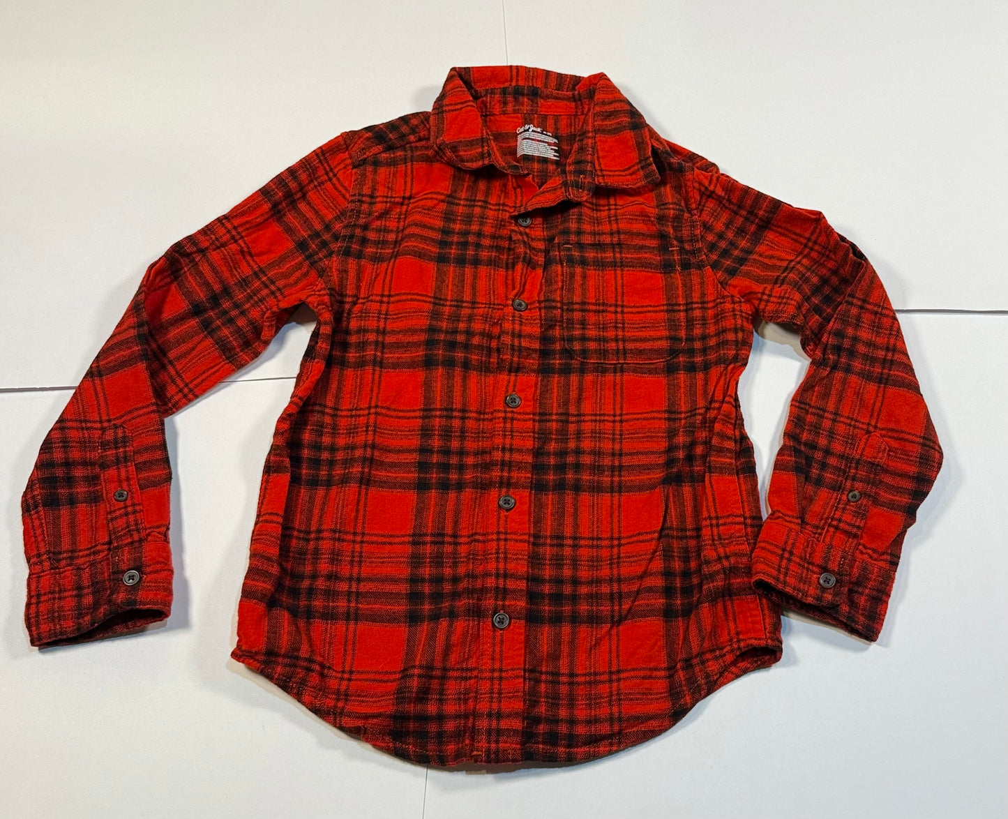 #180 Boys Medium 8 Cat & Jack Flannel Bundle - Red and Black Plaid & Yellow and Navy Plaid Flannel