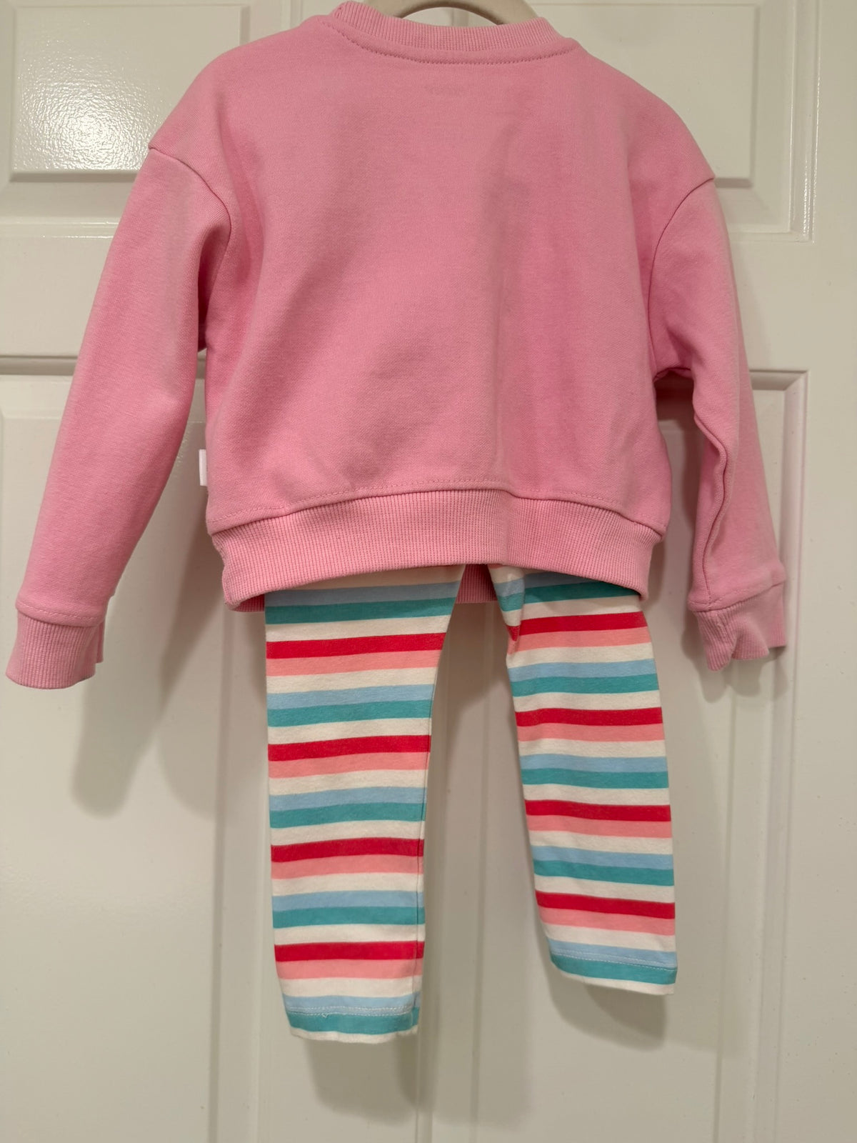 #85 Crewcuts + DKNY Mixed Lot Pink Sweatshirt & Striped Pants, Girls 2T