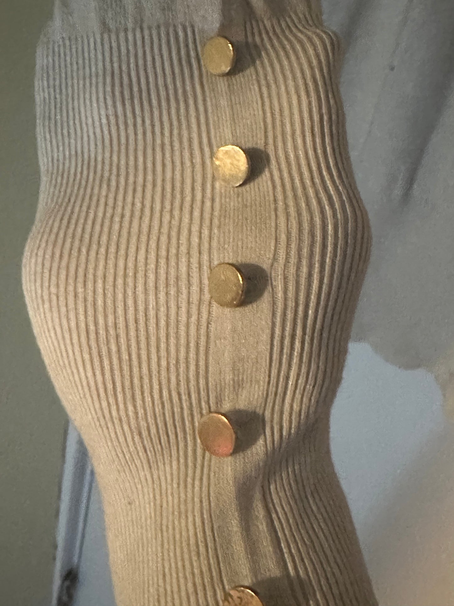 #186 Lola Cream Sweater with Gold Buttons on Sleeve - Women's S - EUC
