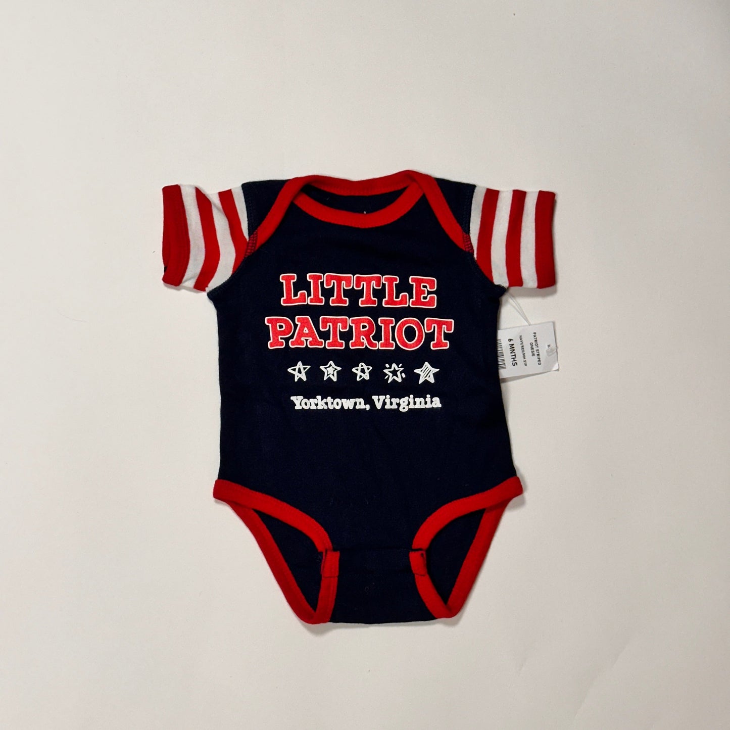 #87 Little Patriot 6 month outfit, unisex, red white and blue